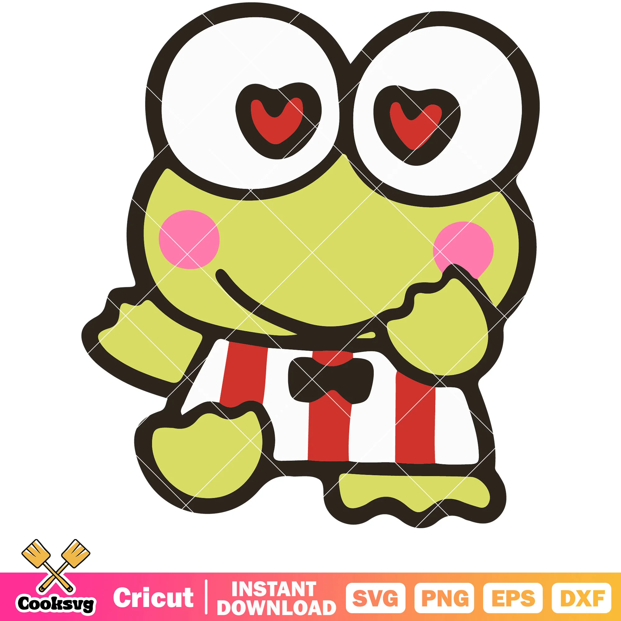 Sanrio Keroppi heart eyes design svg, keroppi hello kitty svg