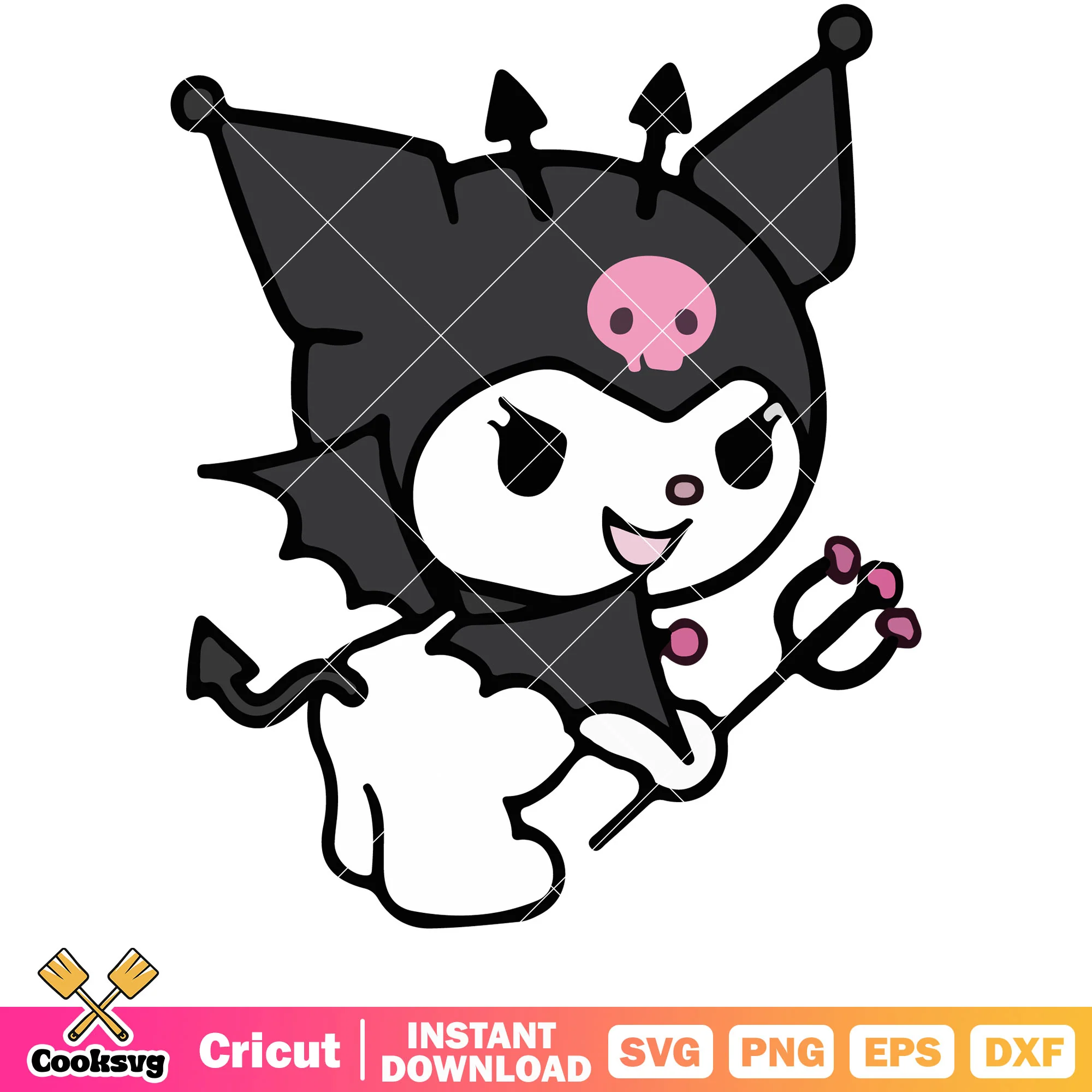 Sanrio kuromi devil design svg, kuromi sanrio hello kitty svg