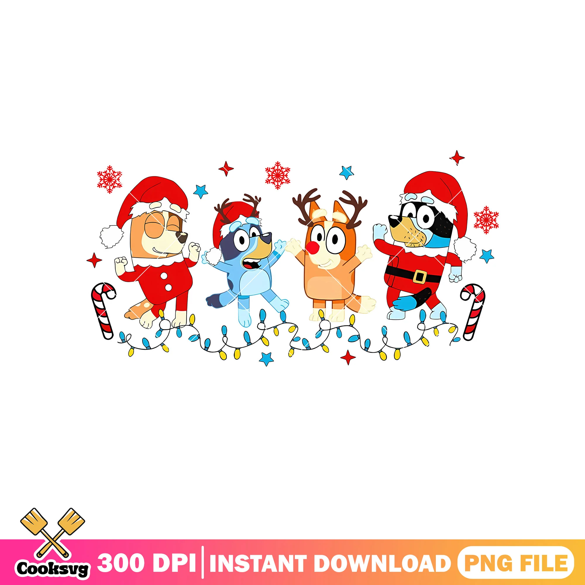 Santa hat bluey christmas funny png, christmas bluey png, bluey friends png