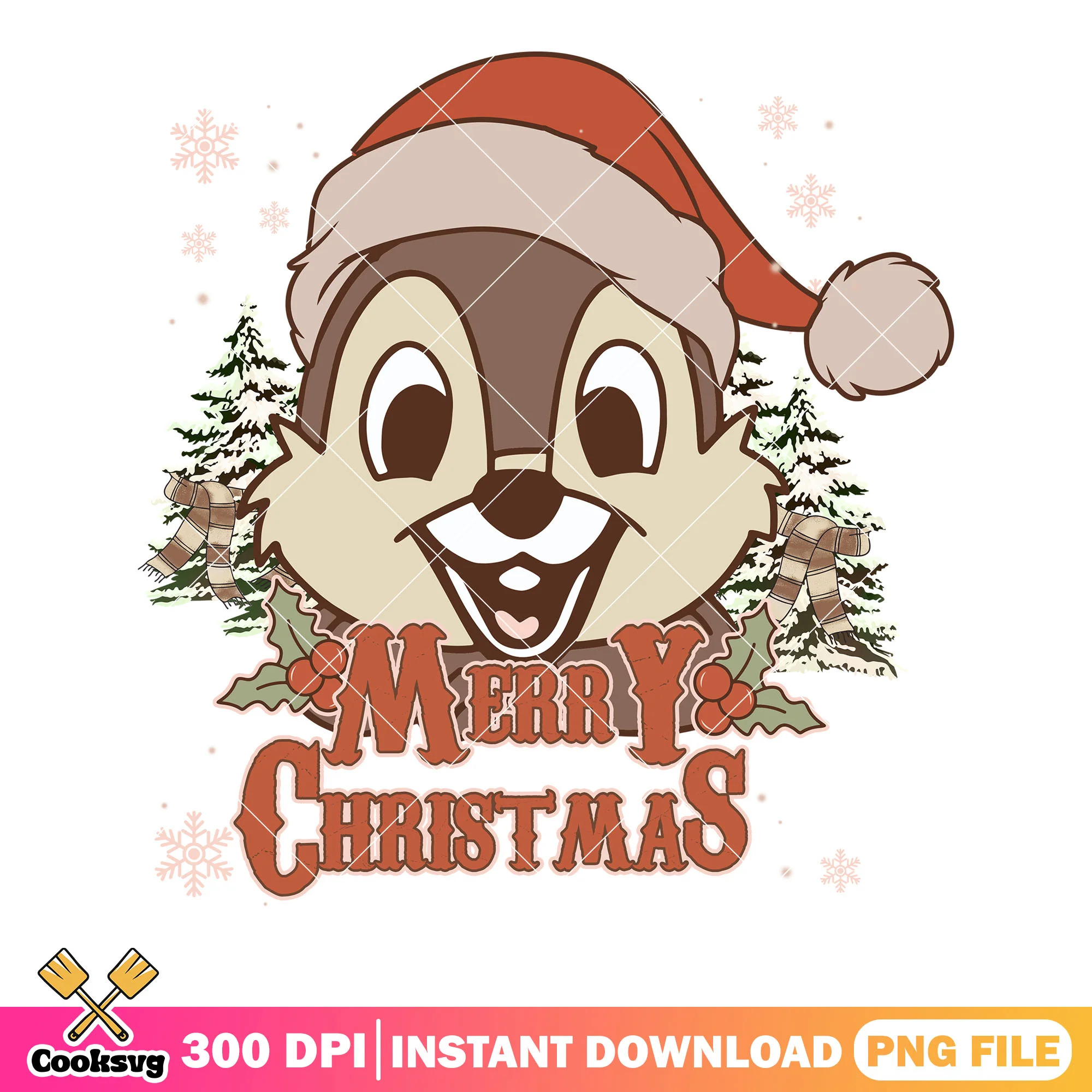 Santa hat chip christmas png, merry christmas png, disney christmas png