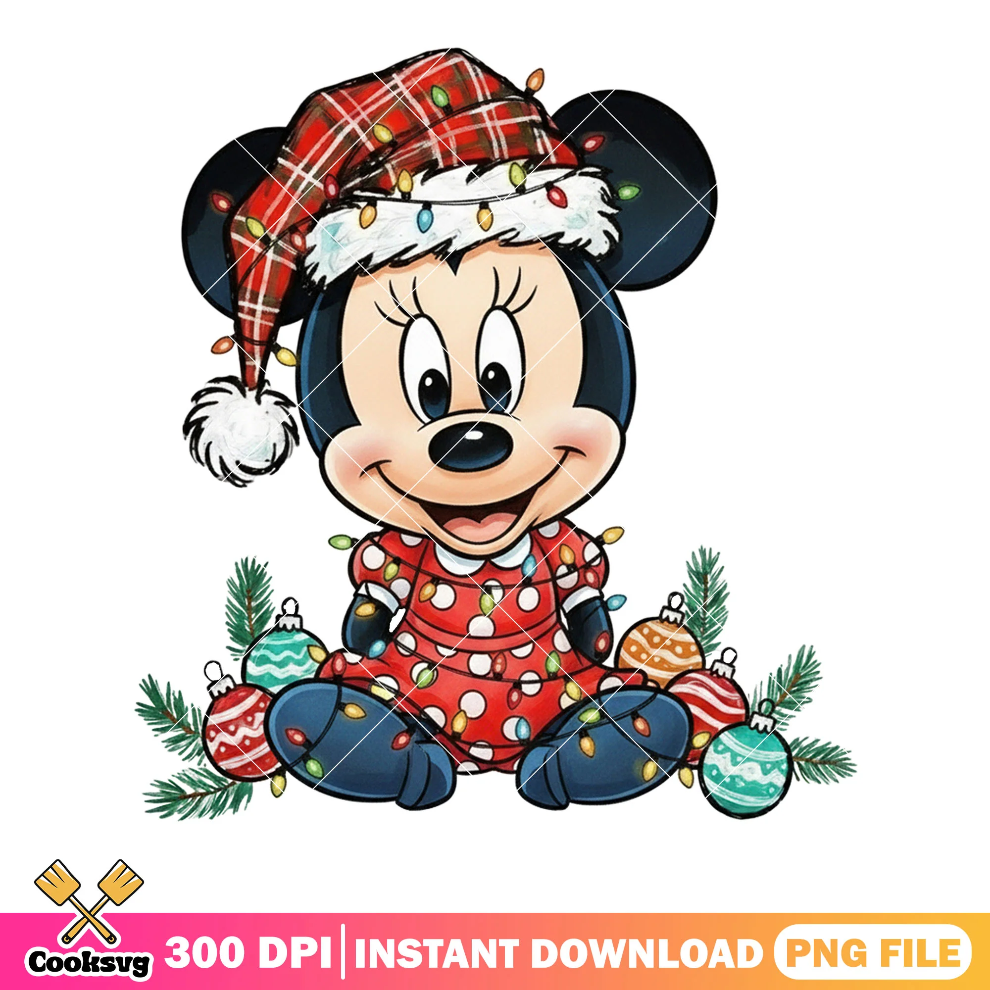 Santa hat minnie disney png, minnie mouse png, christmas vibes png