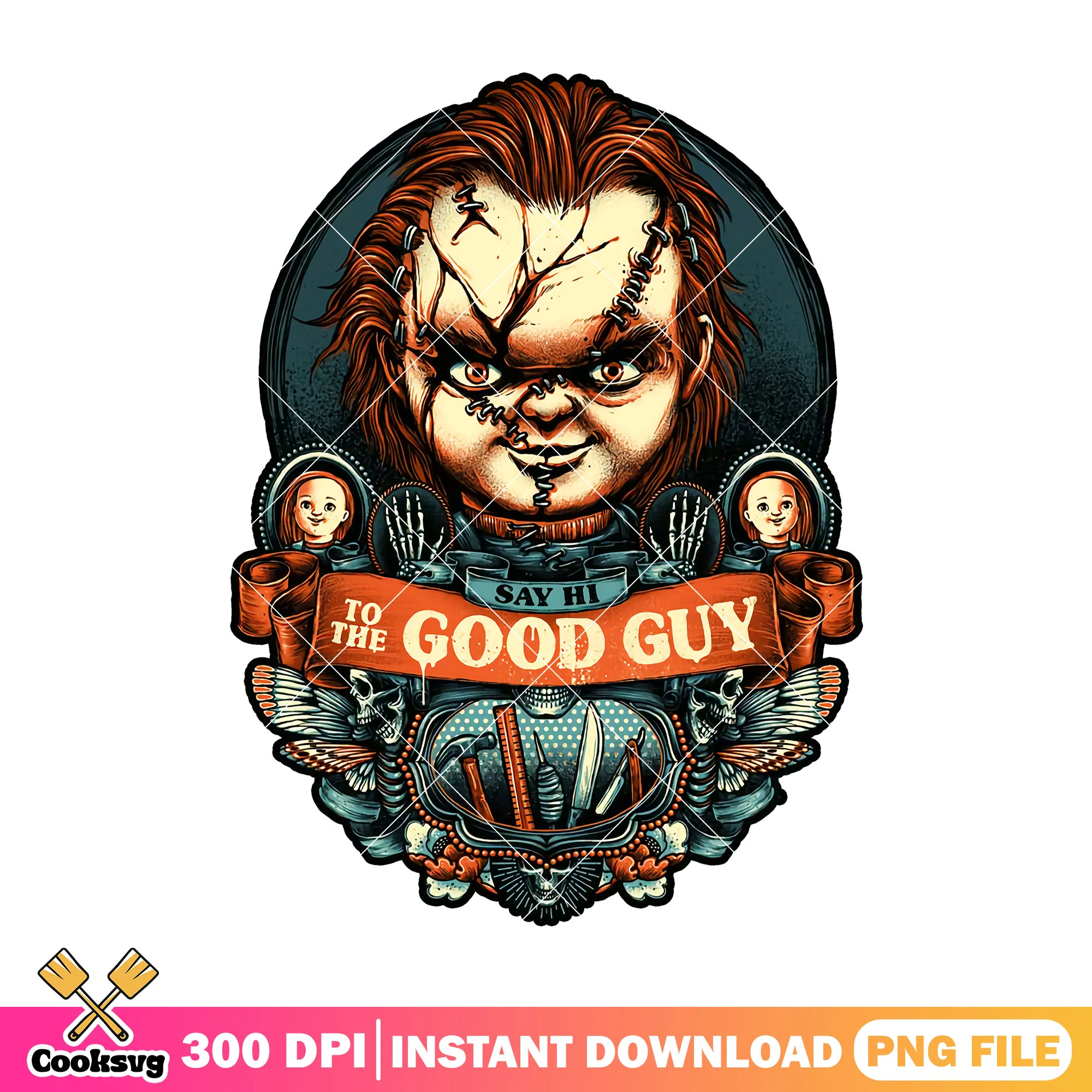 Say hi to a good guy chucky design png, child's play movie png