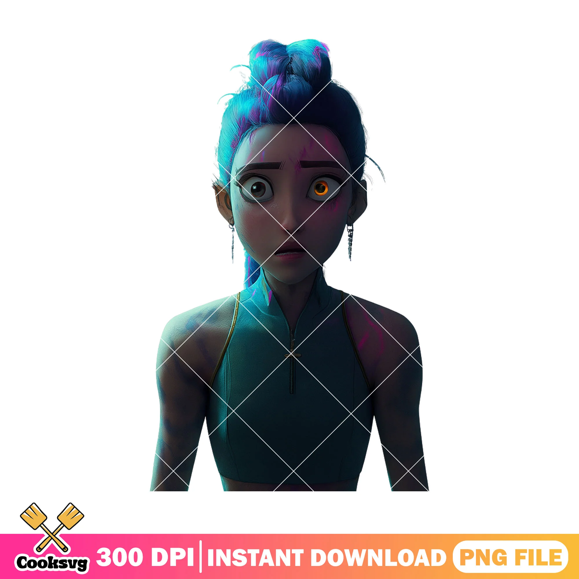 Scared face rumi png, kpop demon hunters png, rumi huntrix png