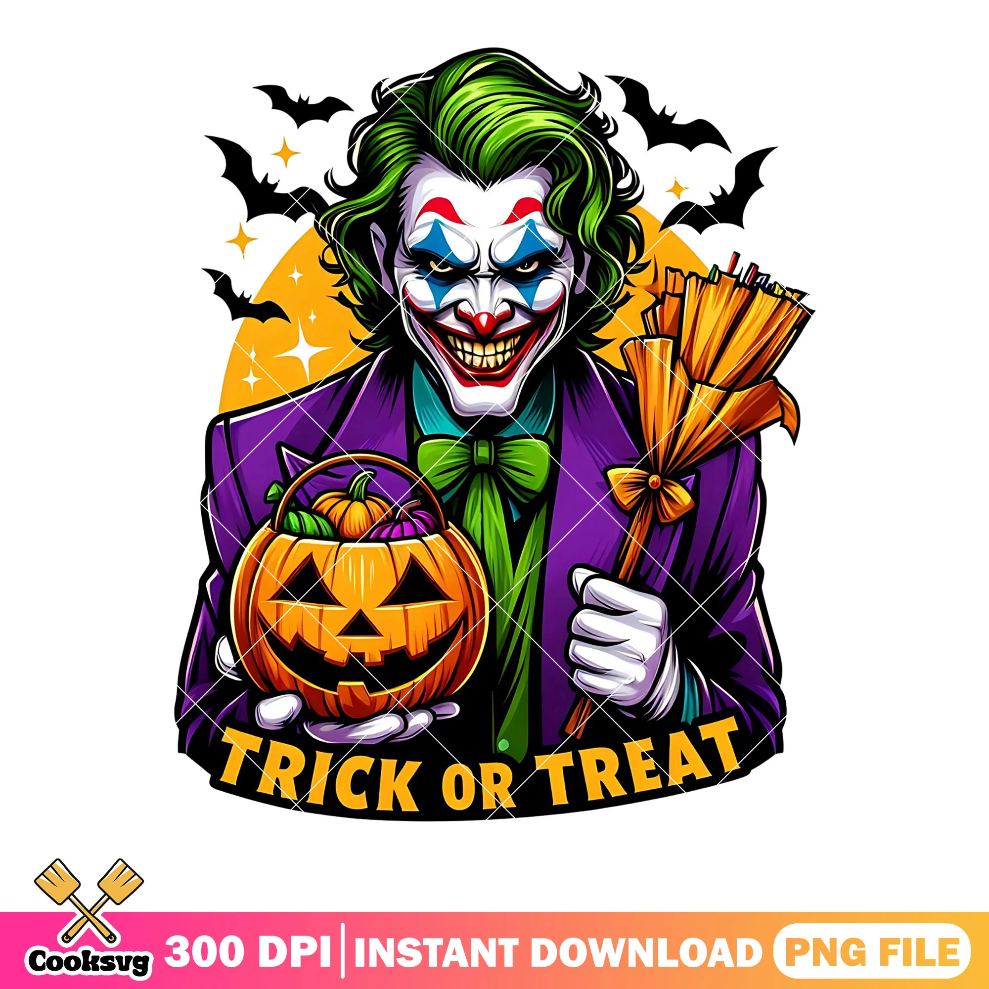 Scary halloween joker png, jack o lantern png, halloween night png