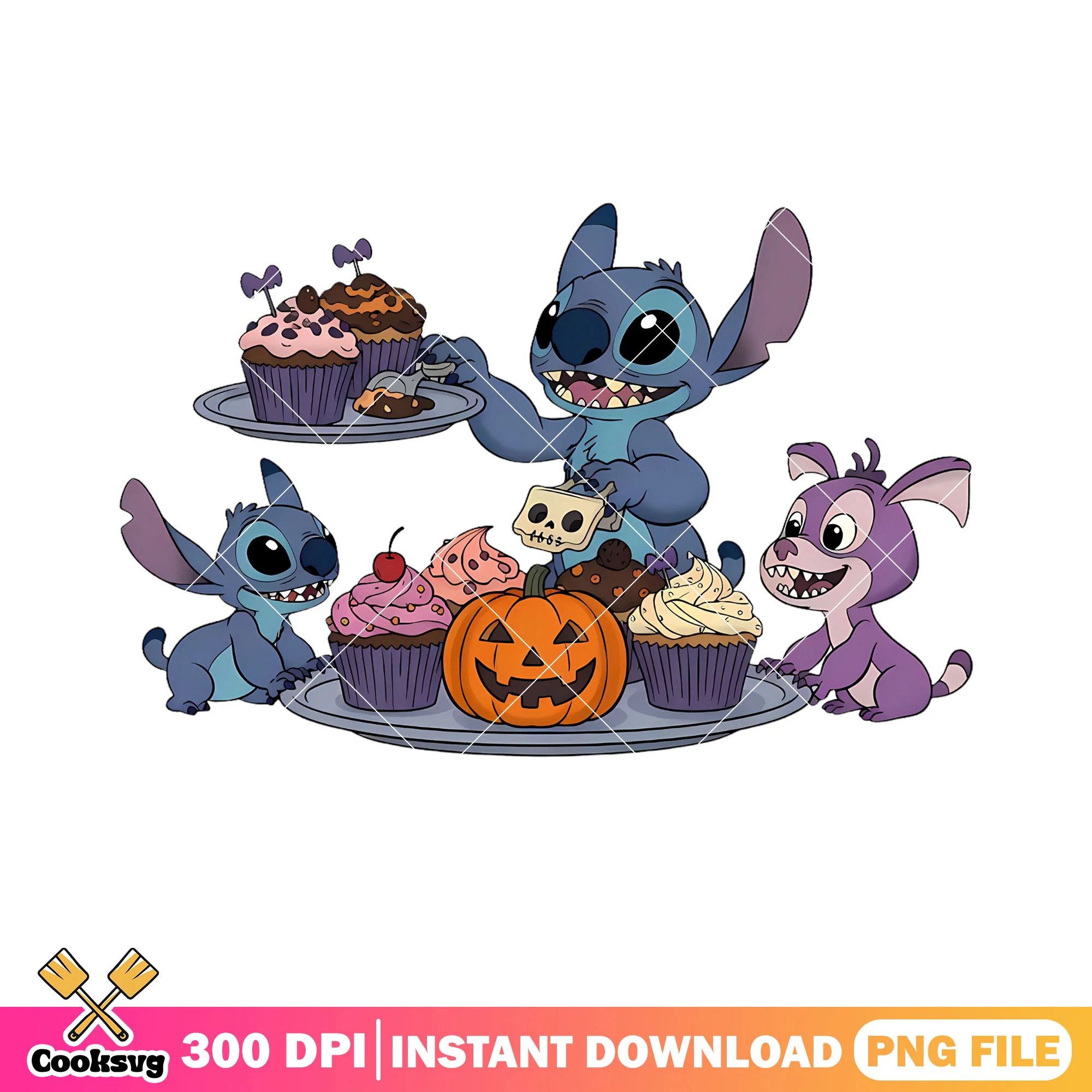 Scary Pumpkin png, stich the alien png, happy halloween png