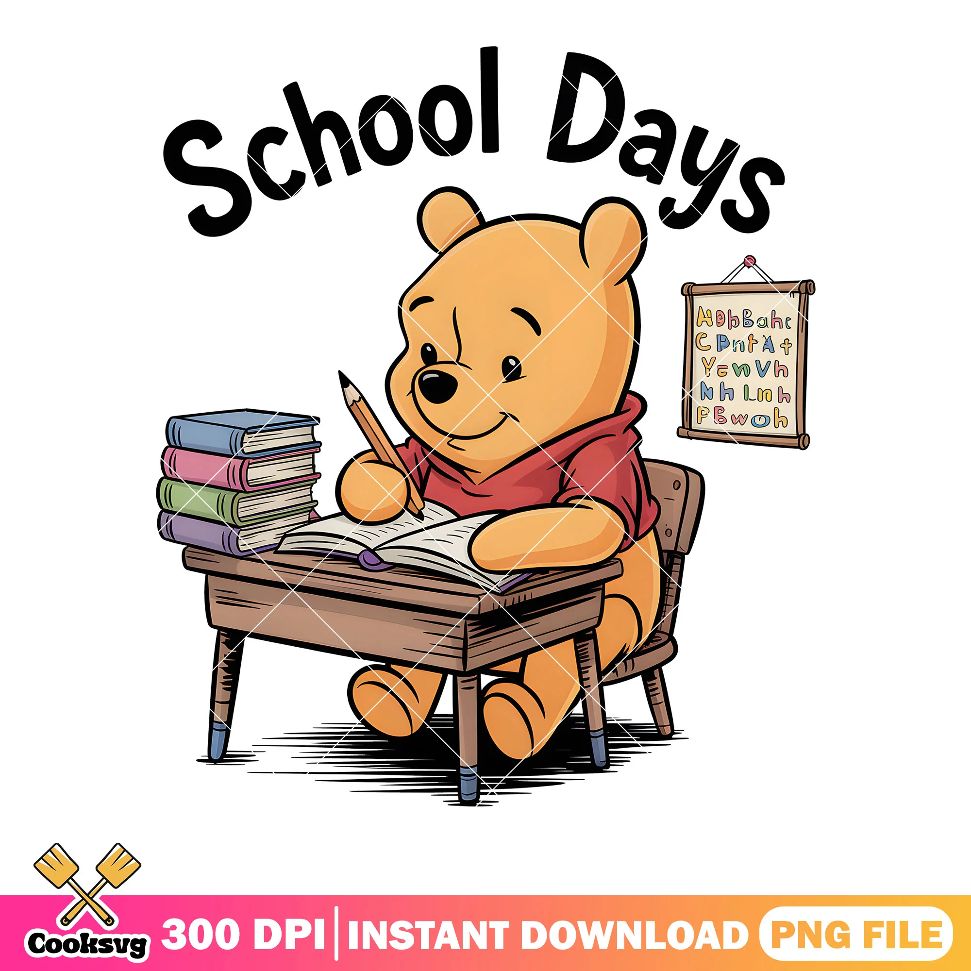 School days sticker pooh png, school vibes png, winnie the pooh png