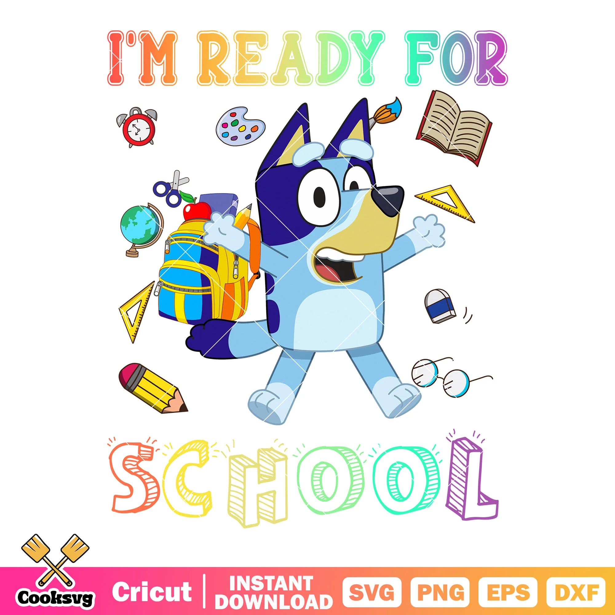 School pattern bluey svg, bluey back to school svg, bluey movie svg