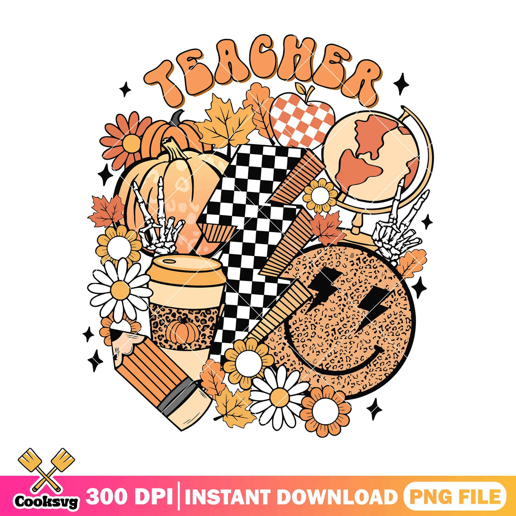 School supplies teacher png, go back to school png, cute poster png