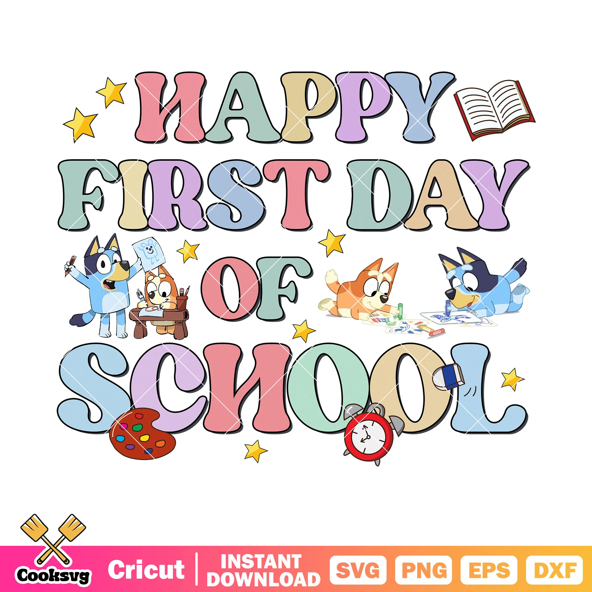 School vibes bluey svg, bluey bingo svg, bluey back to school svg