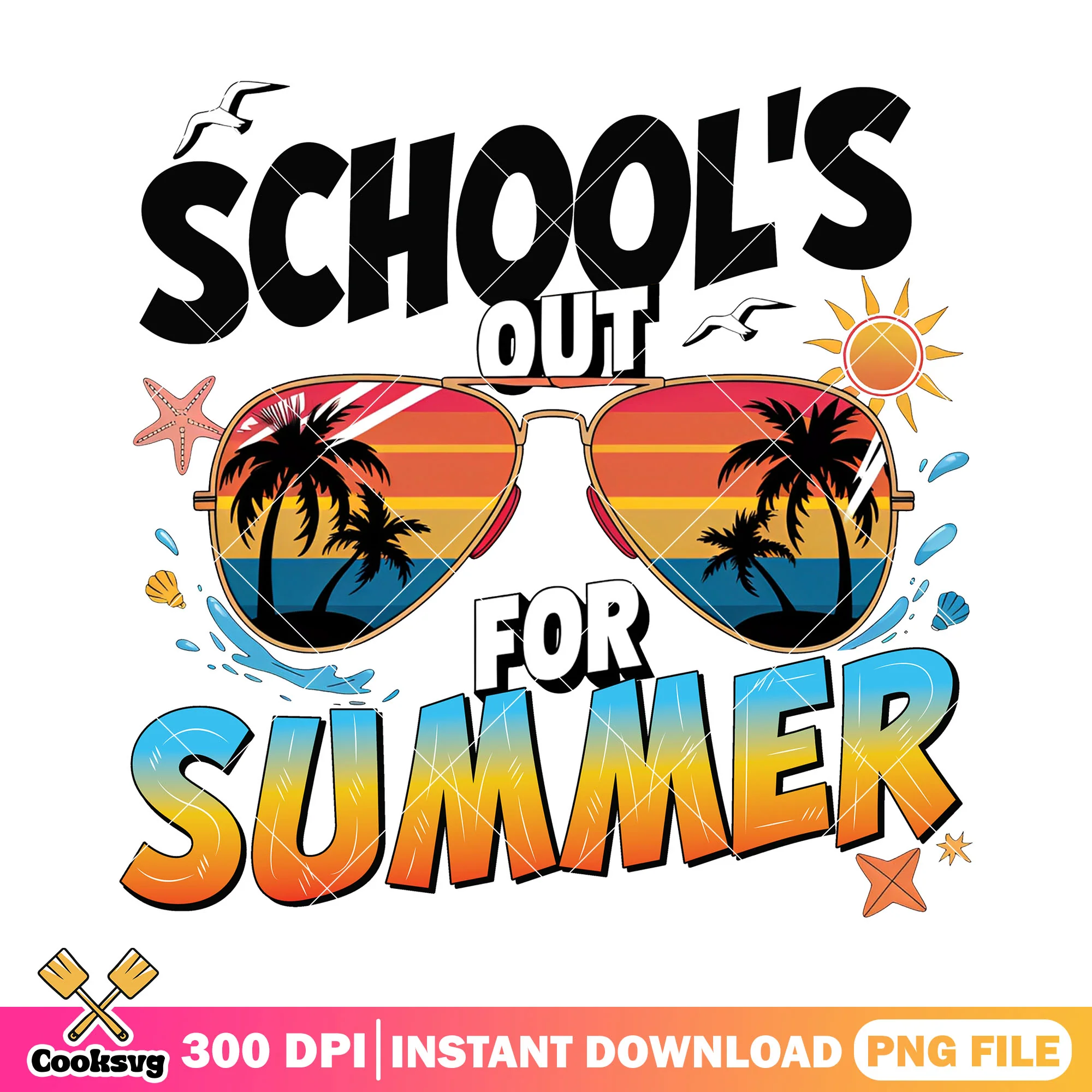 Schools out for summer sunglasses png, summer school png, schools out png