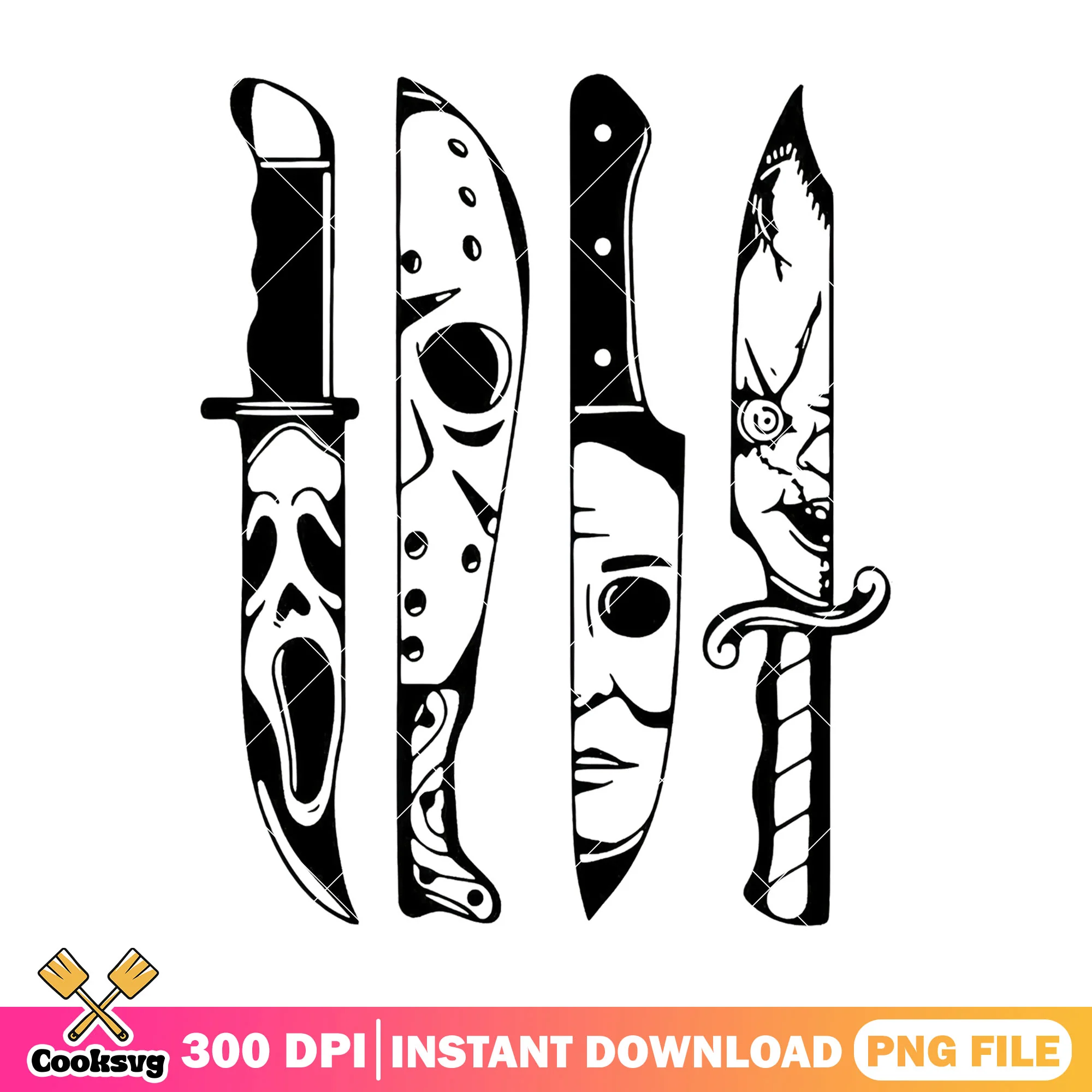 Scream knife halloween characters design png, scary movie png