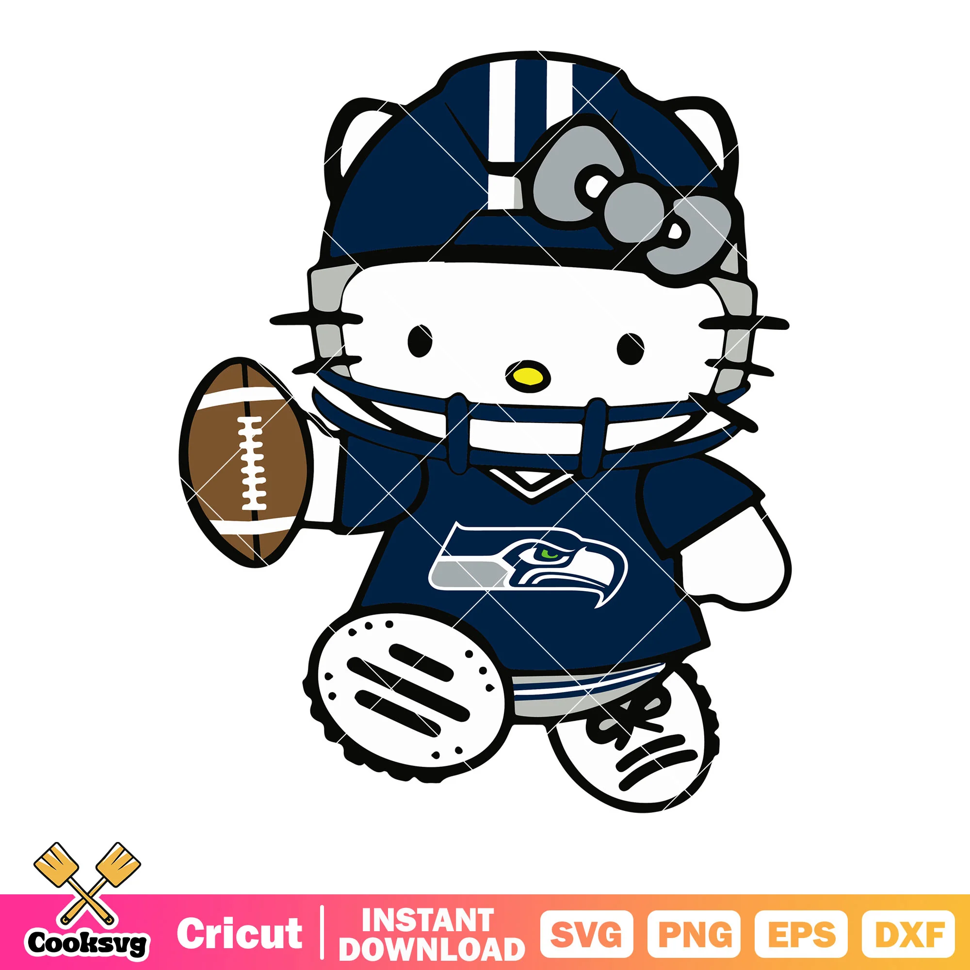 Seettle seahawks svg, hello kitty svg, grey bow tie svg