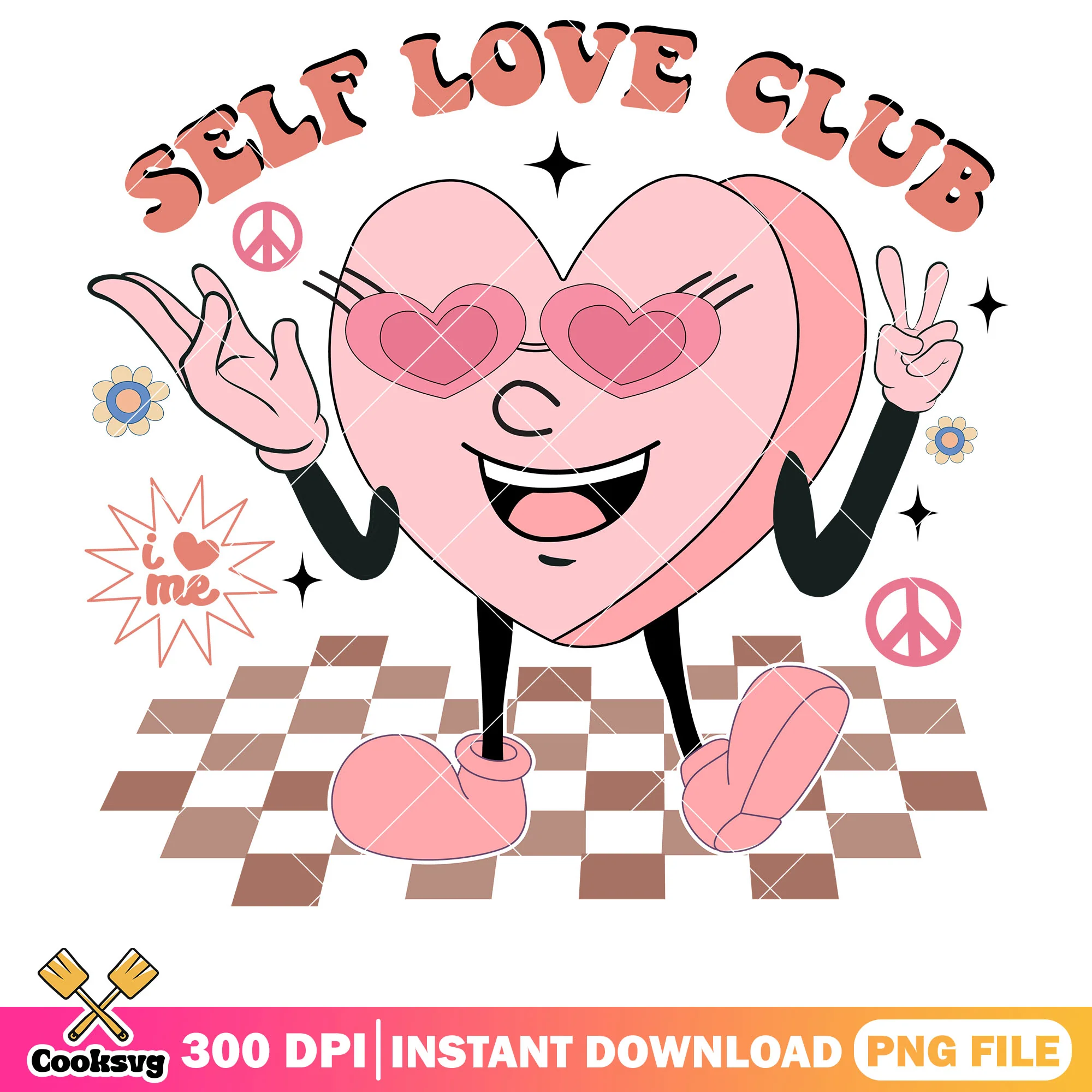 Self love club pink valentine file png, self love club png