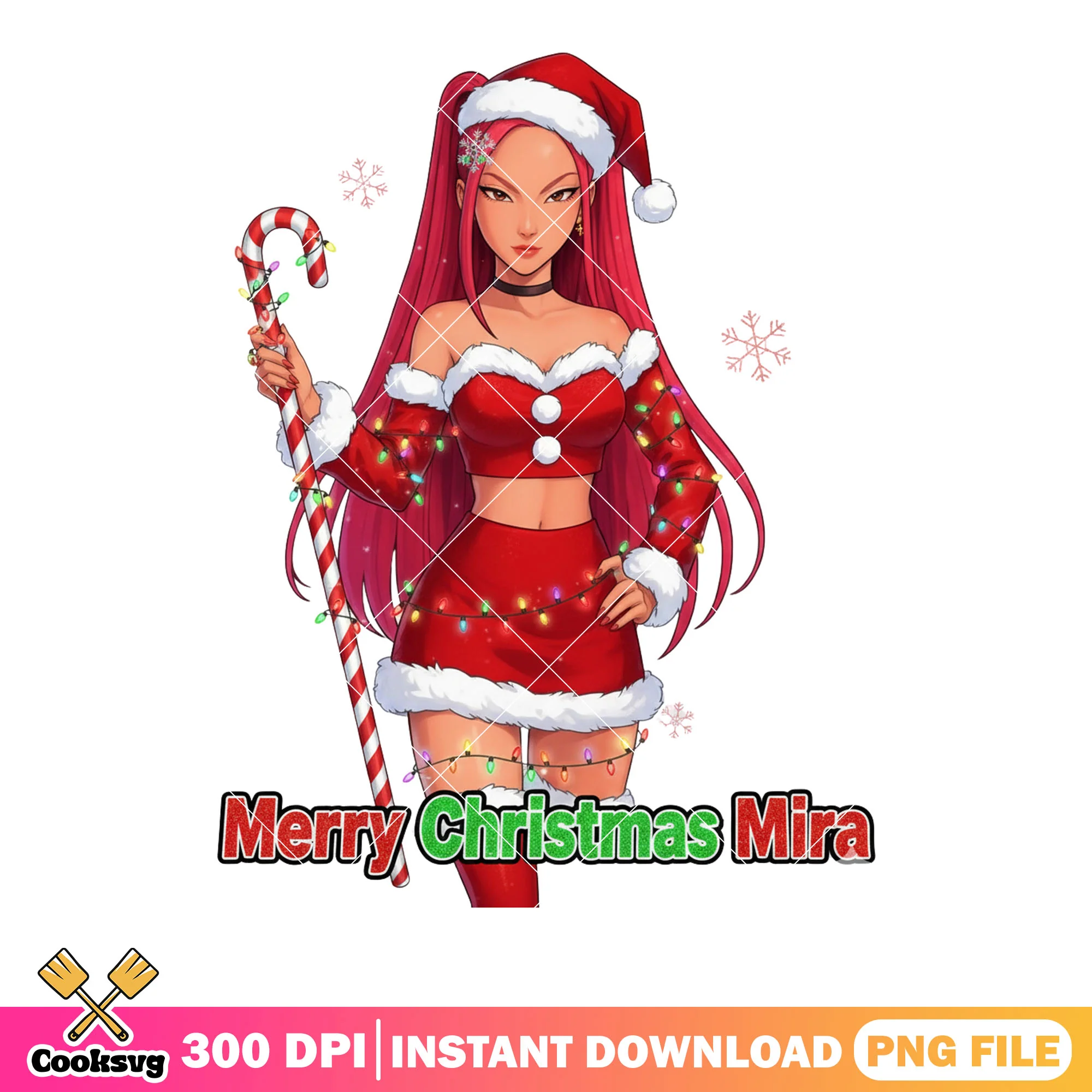 Sexy christmas costume png, santa hat png, mira kpop demon hunters png