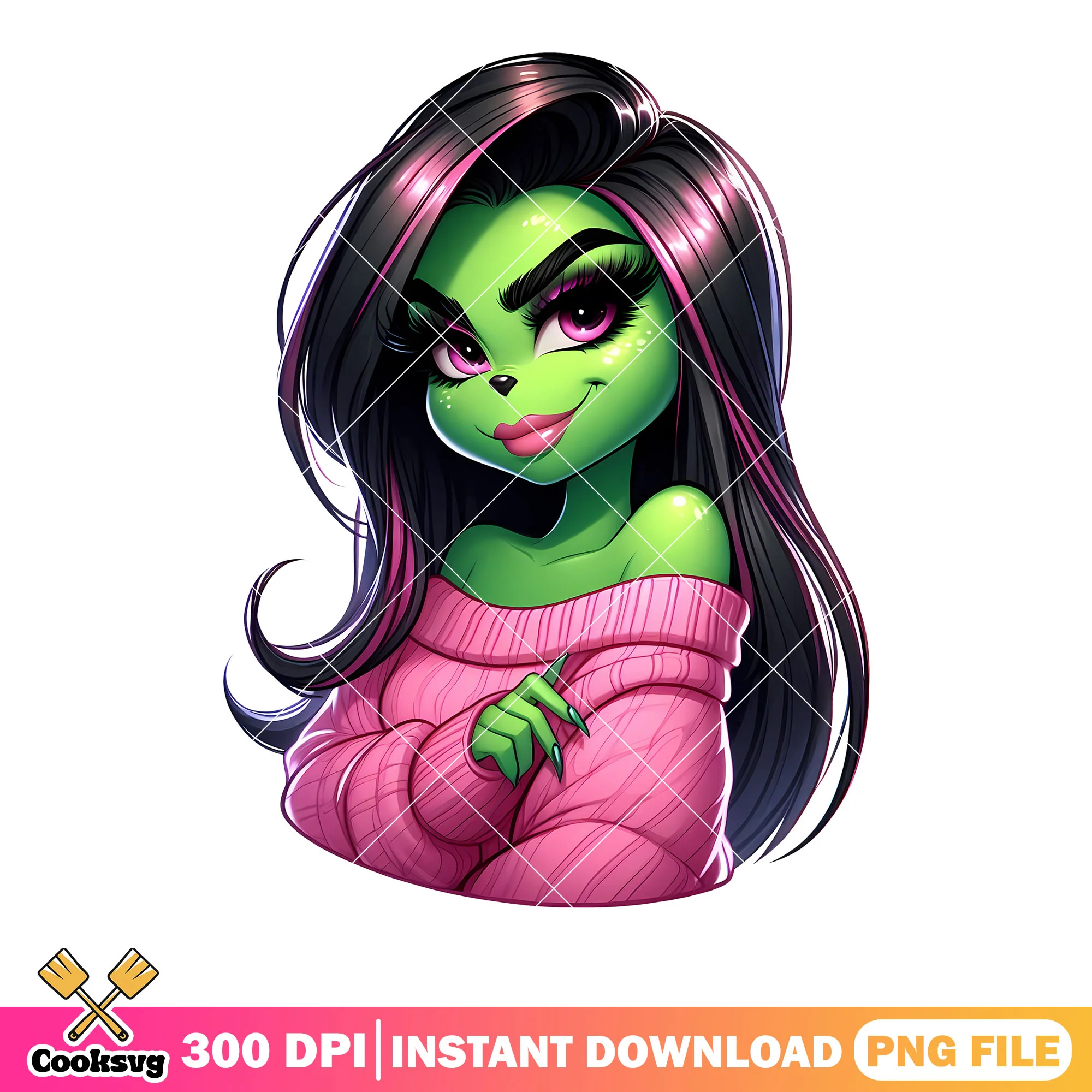 Sexy green woman png, merry christmas png, the grinch png