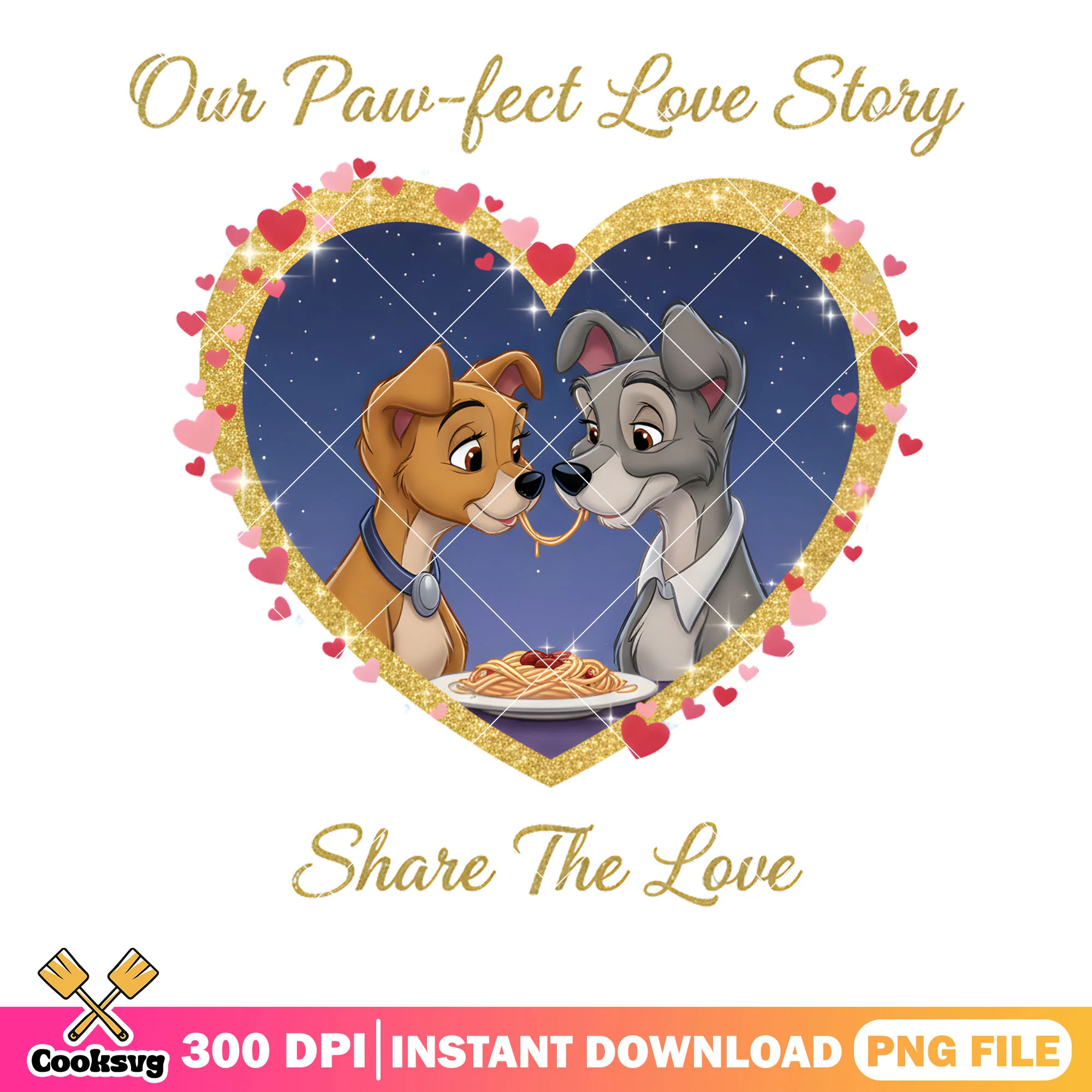 Share the love valentine png, valentine png, Lady and the Tramp png
