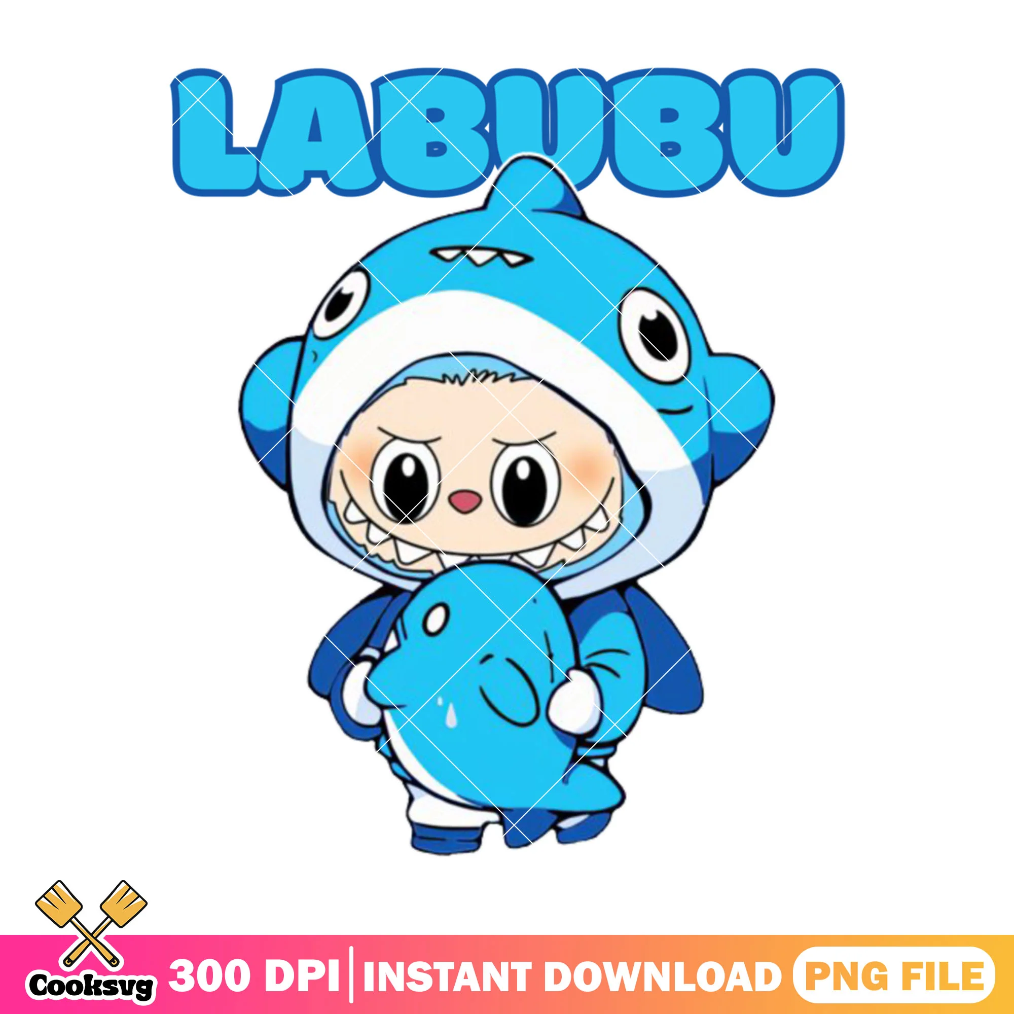 Shark labubu the monster png, labubu shark costume png