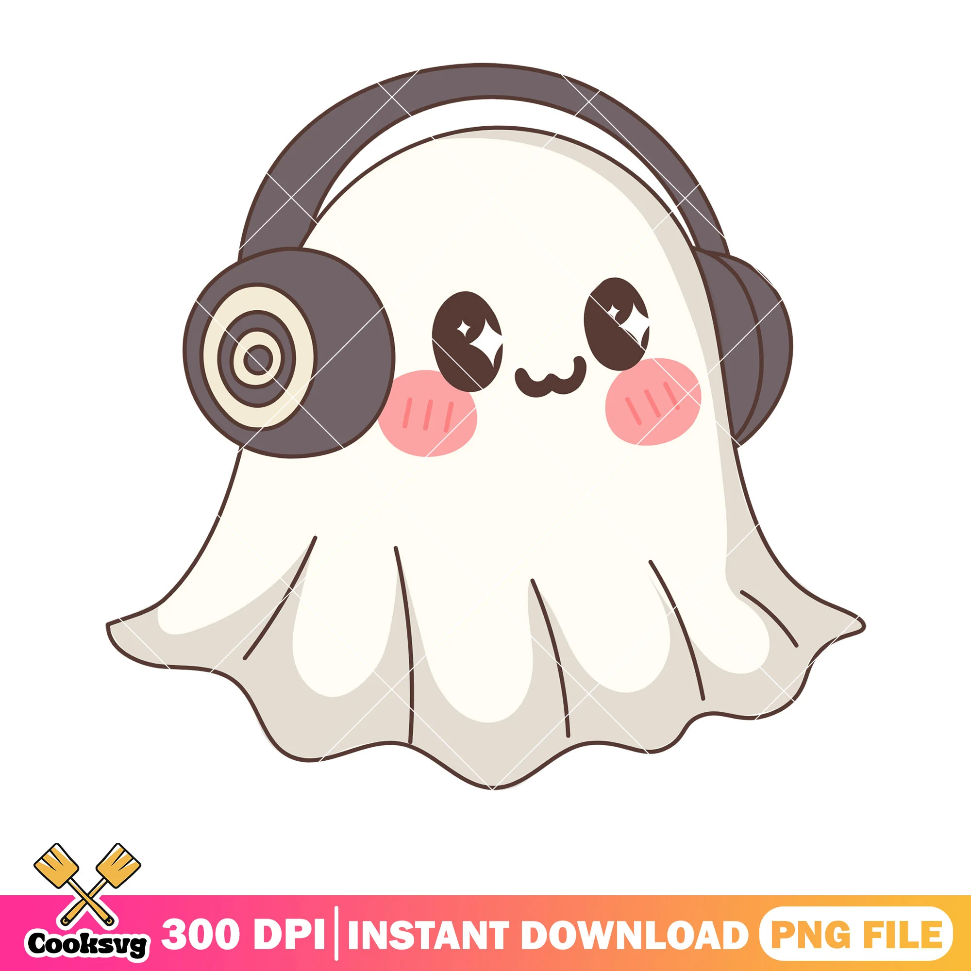 Shinny eyes headphones png, ghost costume png, halloween scary png