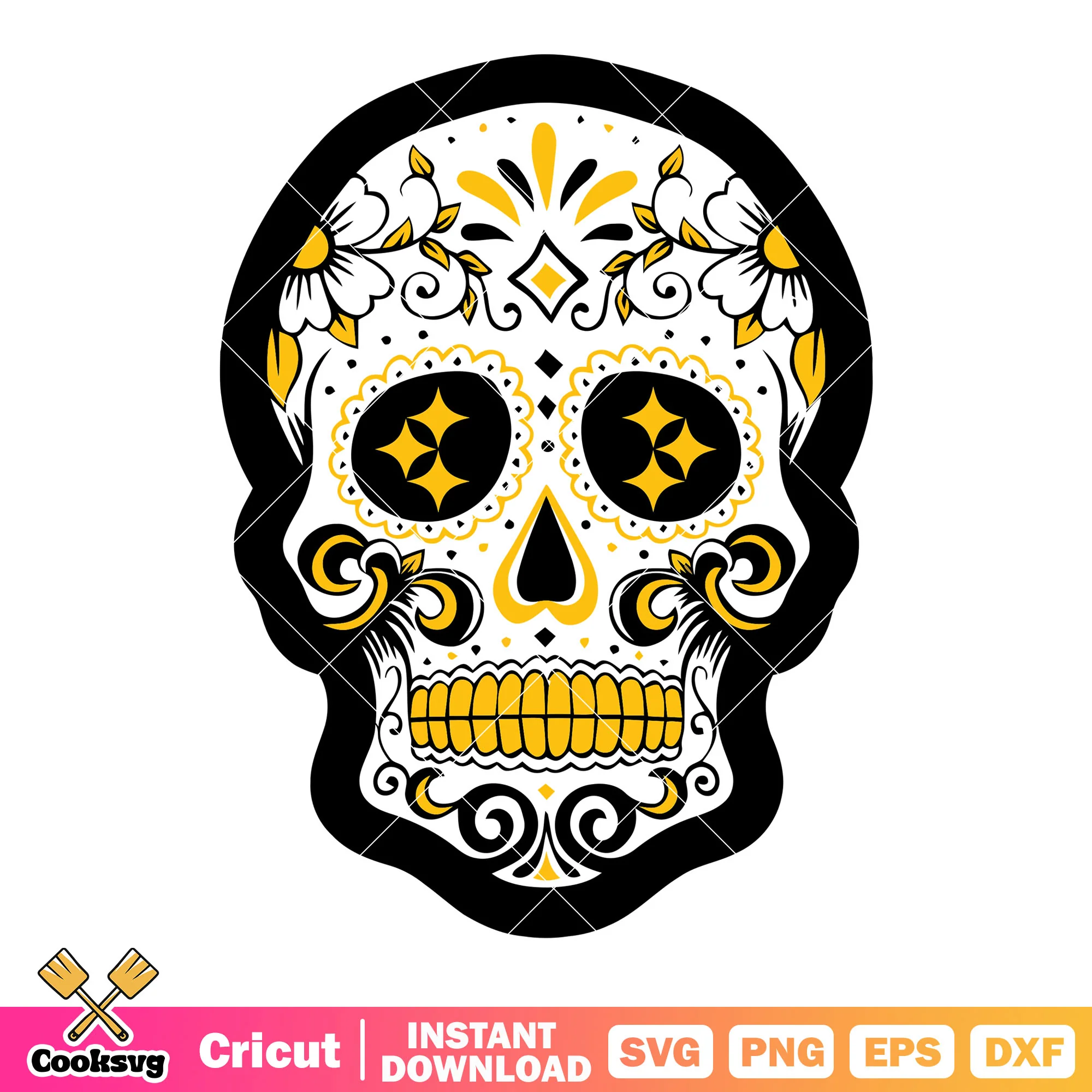Shinny skull skeleton svg, steelers svg, nfl football team svg