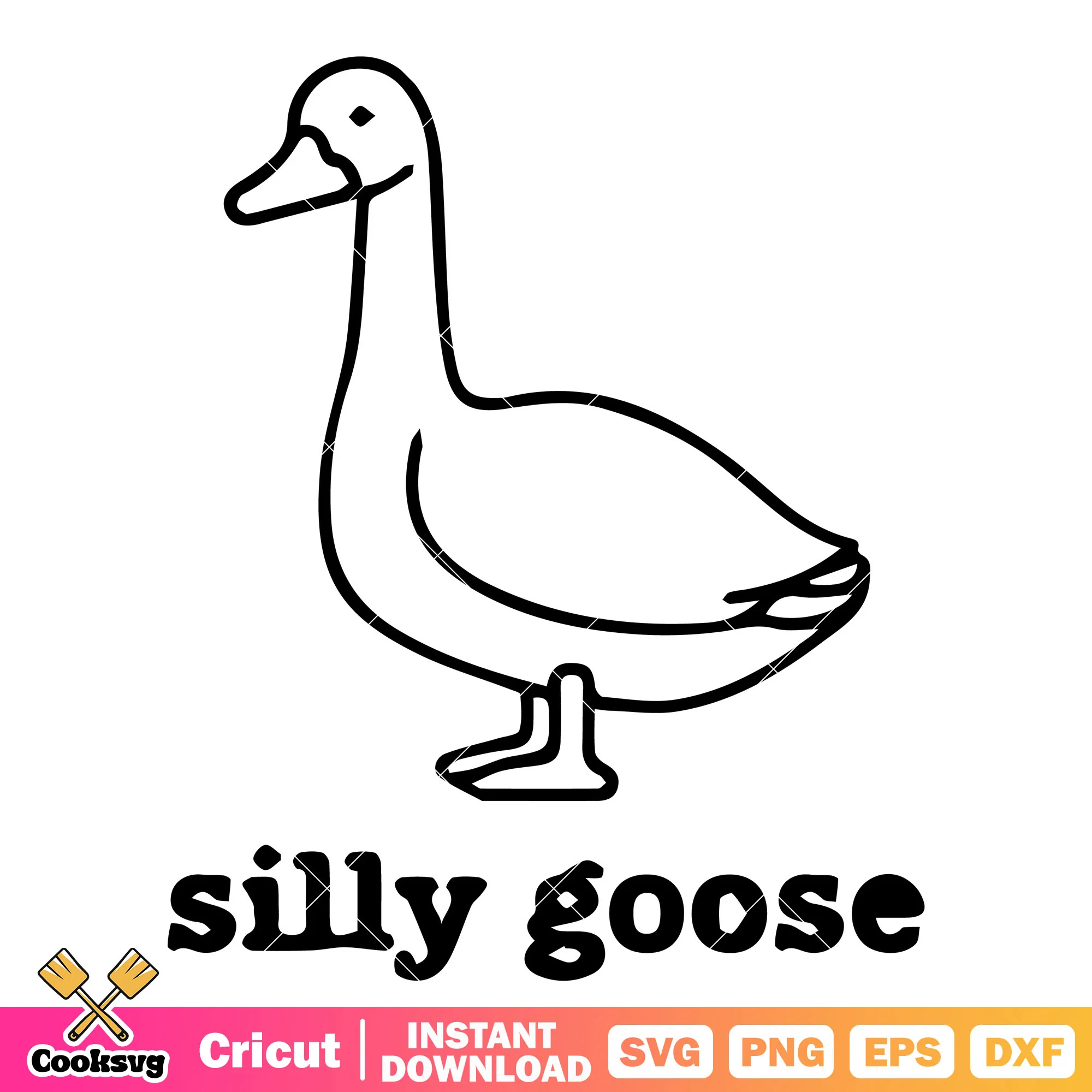 Silly goose black white svg, silly goose svg, silly goose meme svg