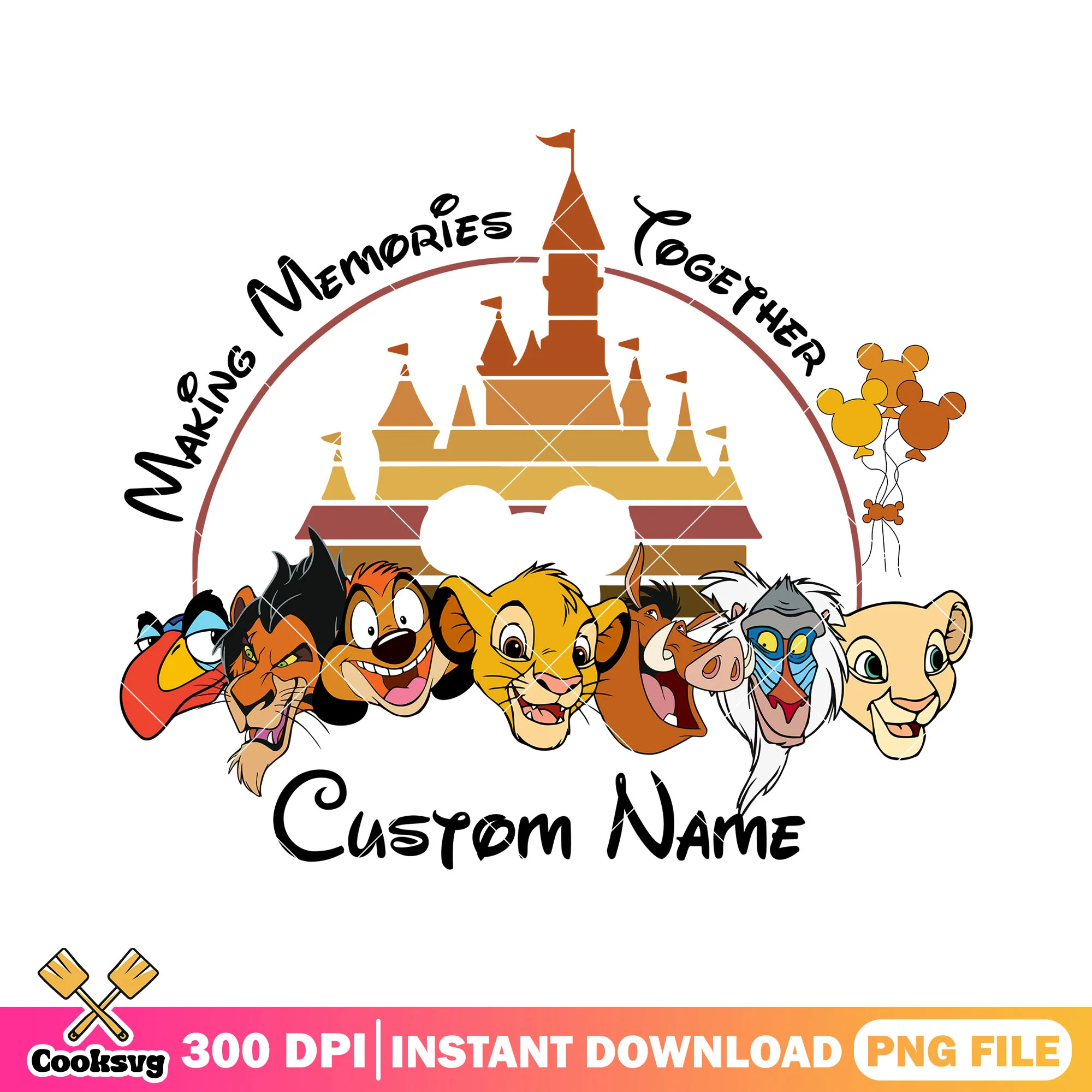Simba making memories together png, simba head png, disney memories png