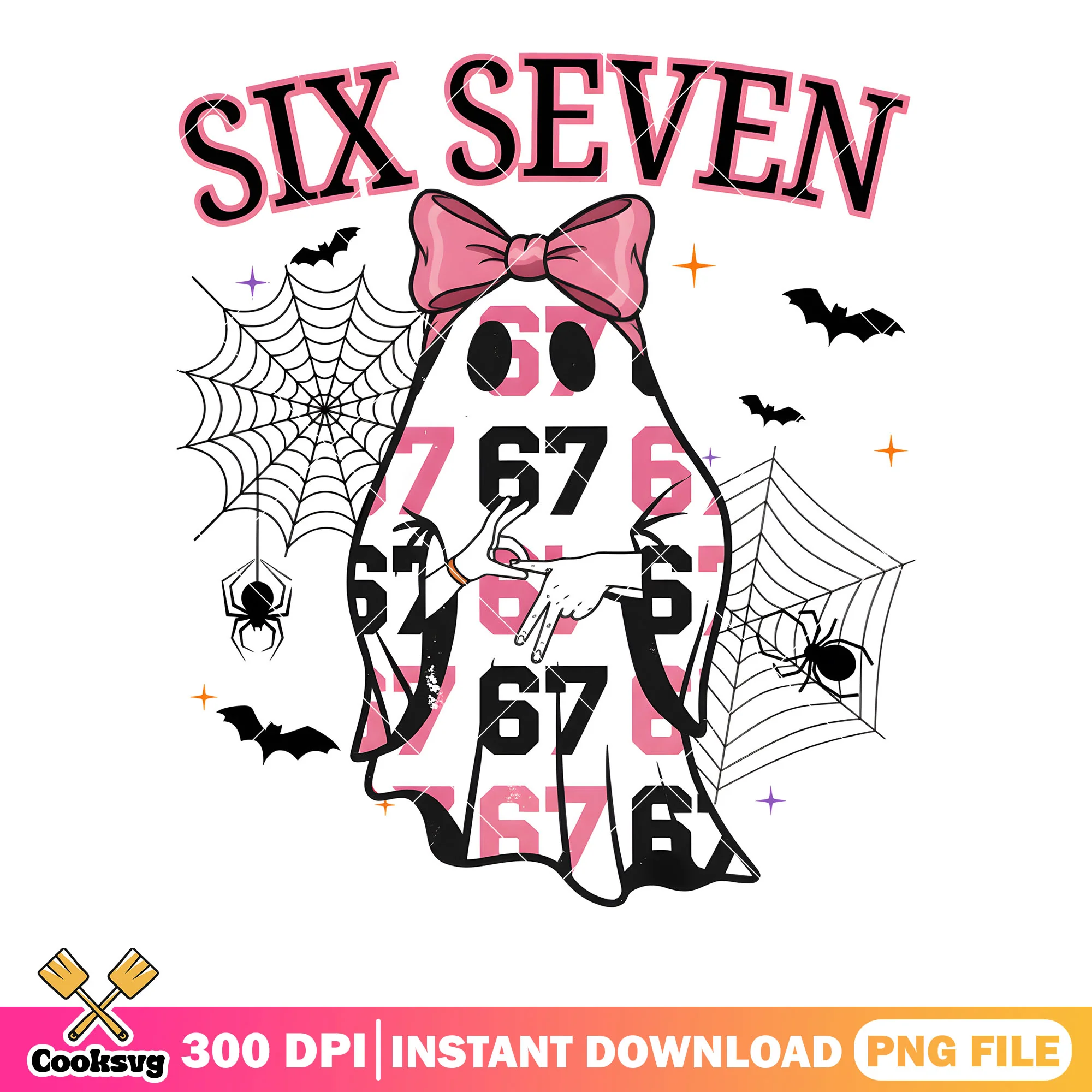 Six seven ghost girl png, 67 halloween png, ghost halloween png