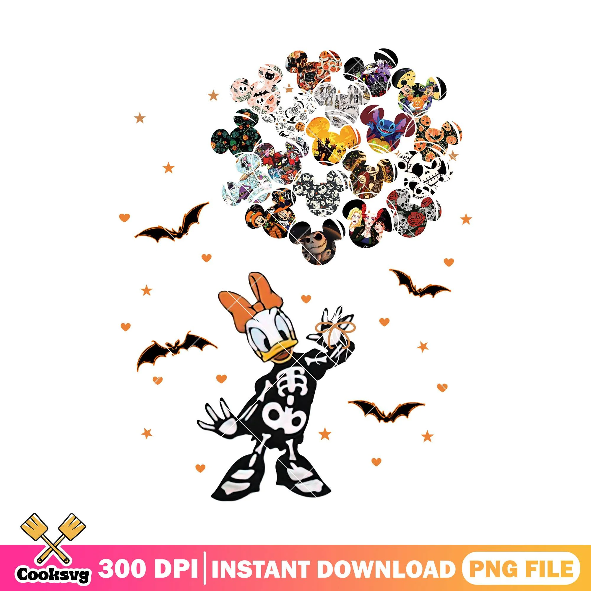 Skeleton daisy balloon png, halloween costume png, daisy duck png