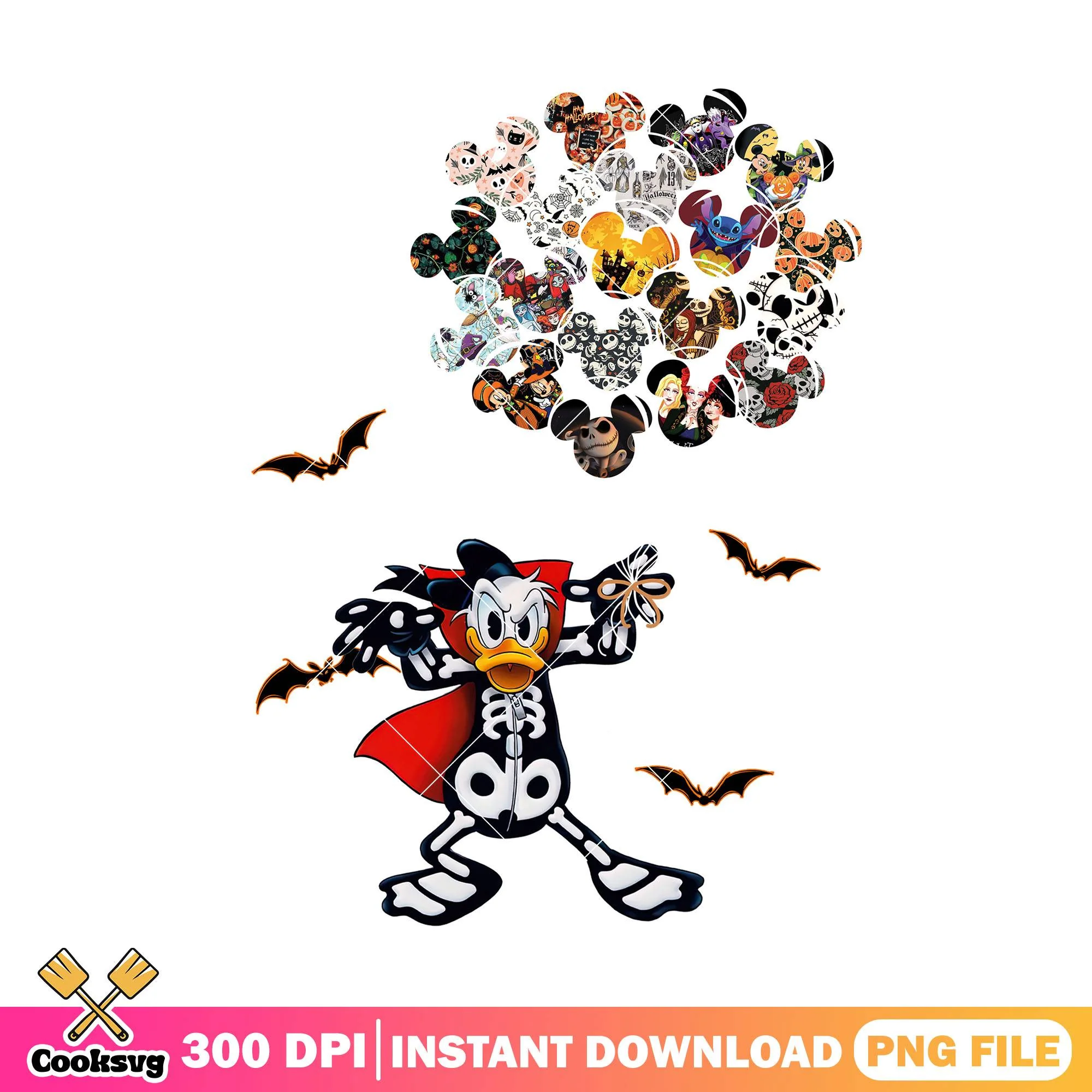 Skeleton donald png, happy halloween png, donald duck png