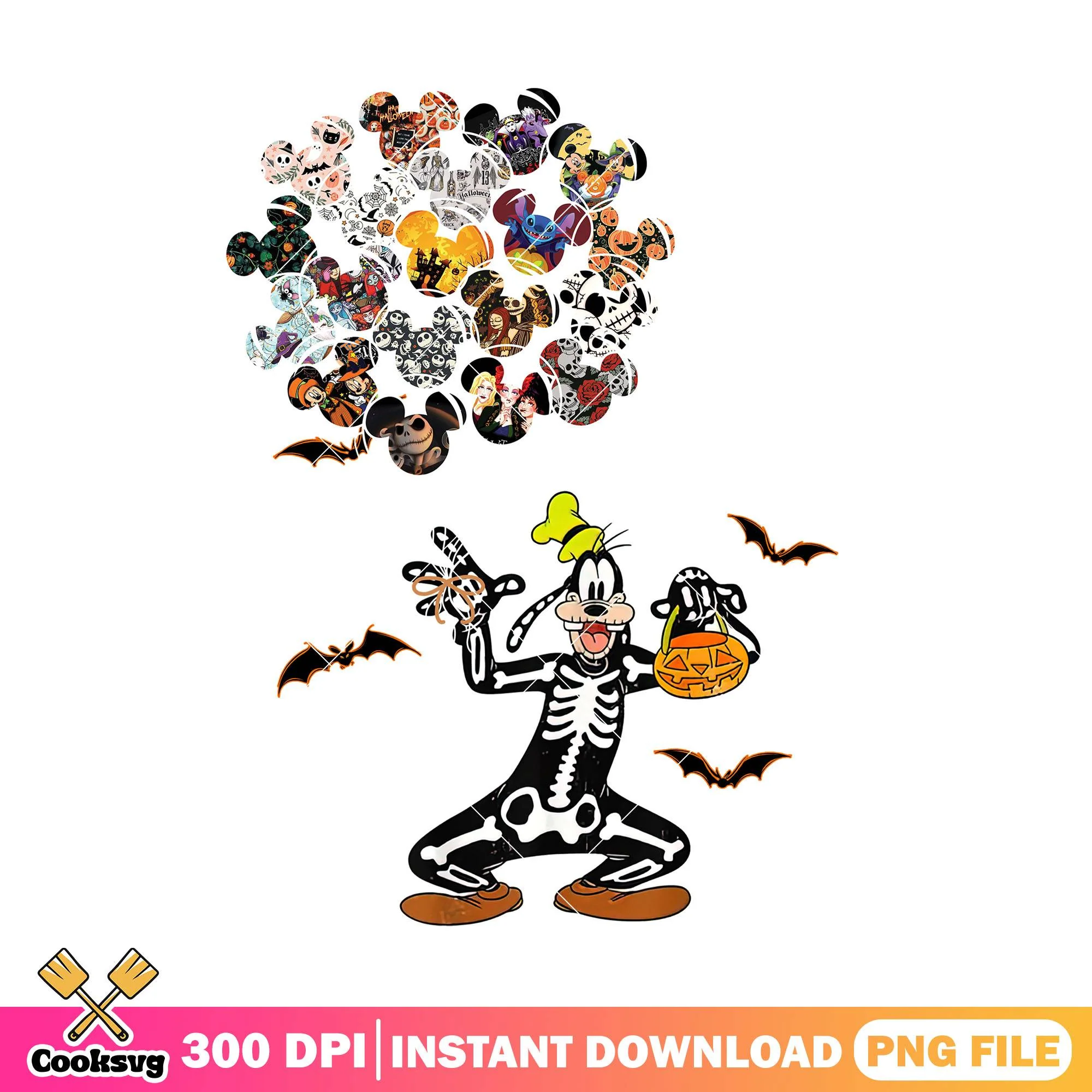 Skeleton goofy png, happy halloween png, goofy dog png