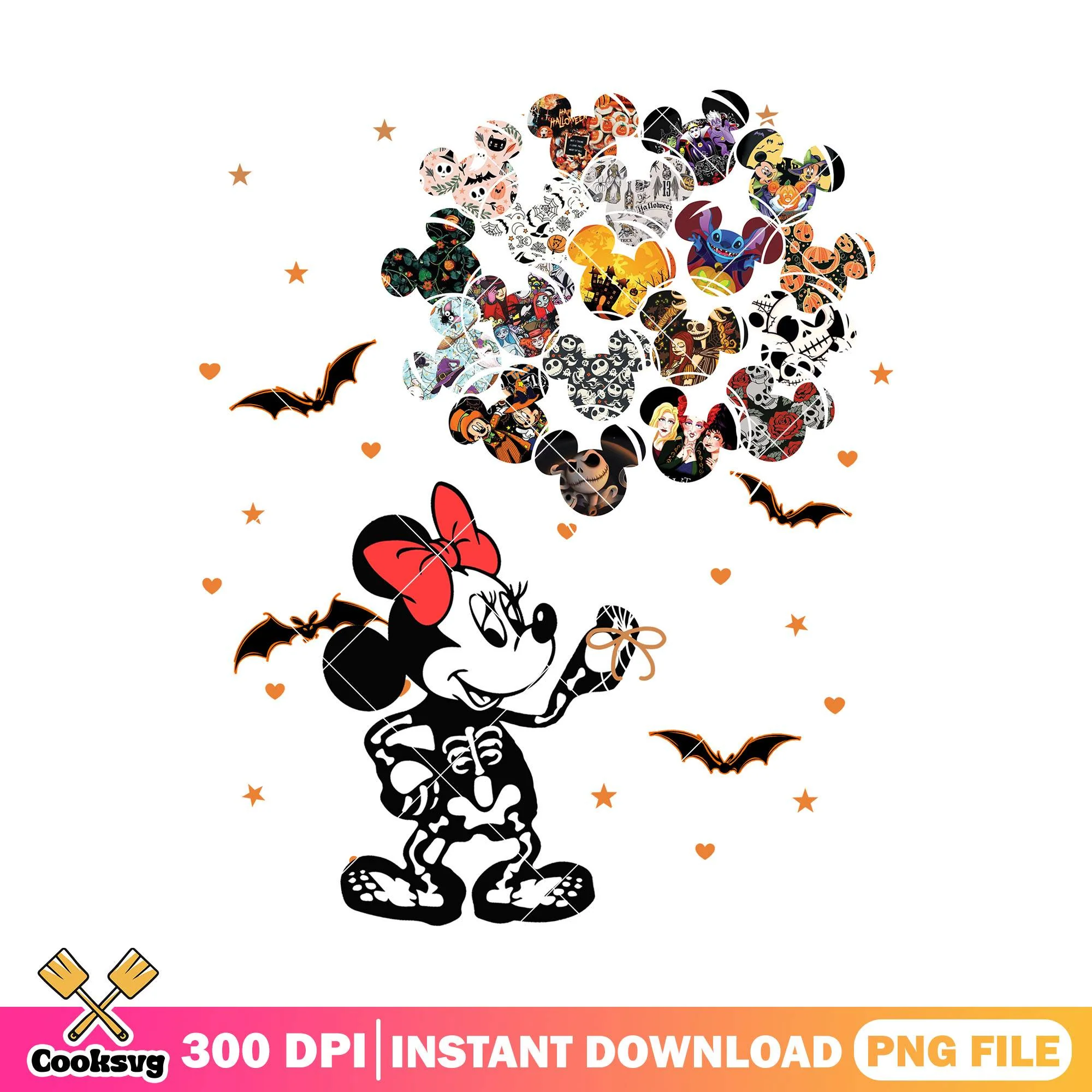 Skeleton minnie balloons png, halloween costume png, minnie mouse png