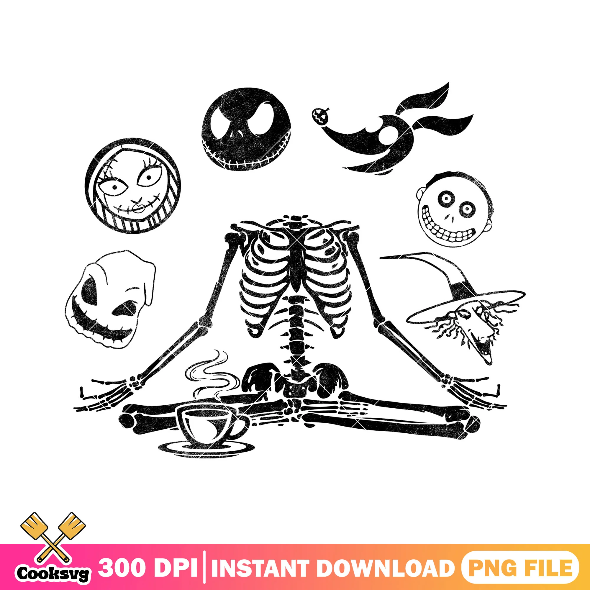 Skull and bones movie art png, horror movies png, scary disney png