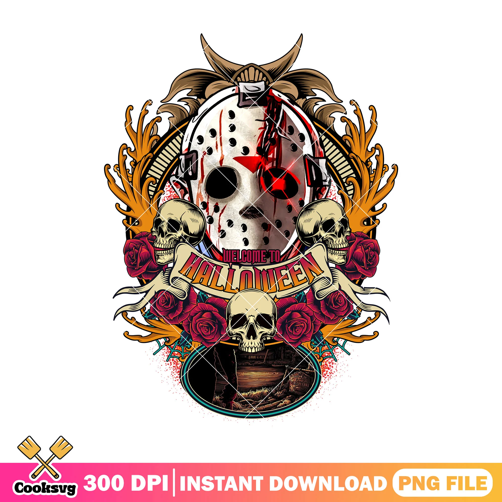 Skull jason voorhees png, halloween decor png, horror movies png