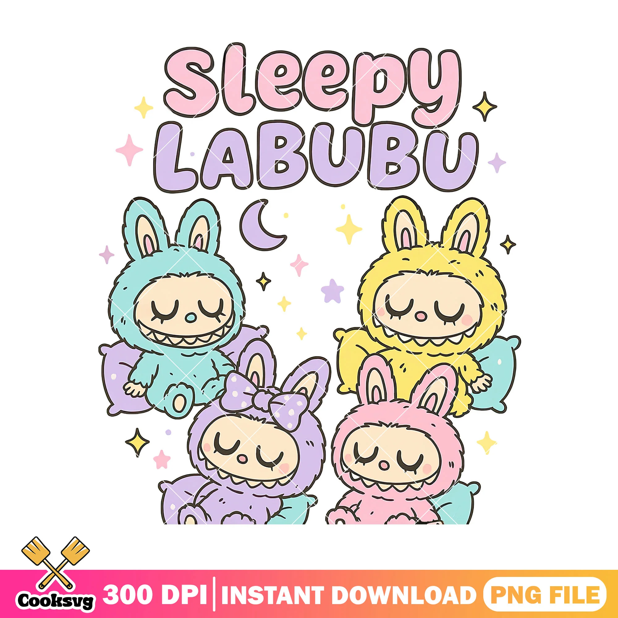 Sleepy labubu png, labubu friends png, labubu monsters png