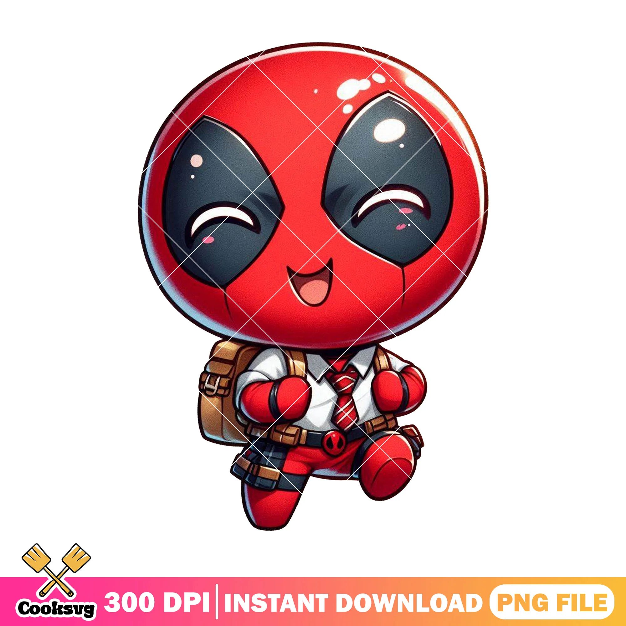 Smiling deadpool design png, marvel deadpool png, back to school art png