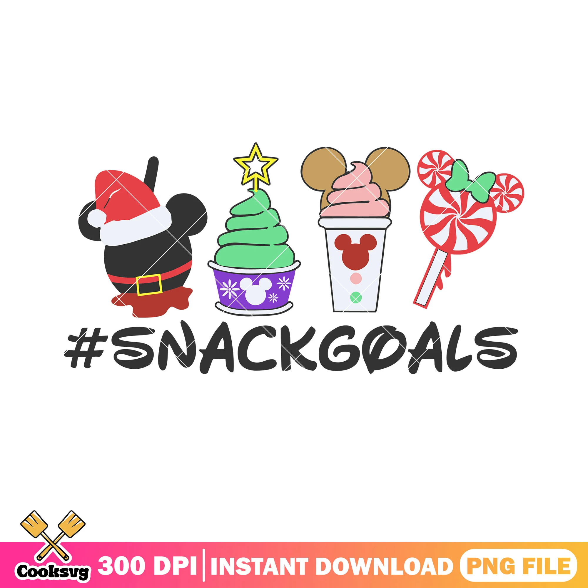 Snack goals christmas png, mickey mouse png, disney christmas png
