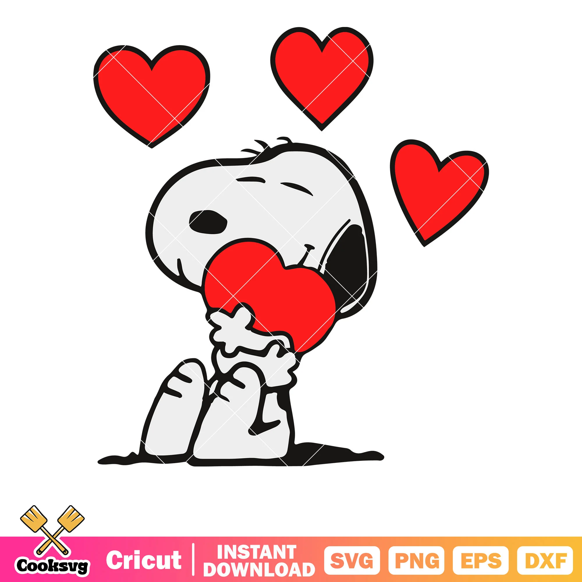 Snoopy and red love valentine svg, snoopy valentine svg