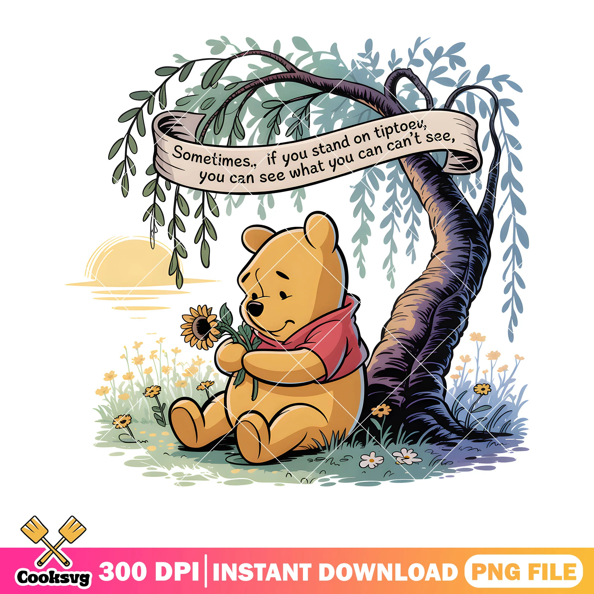 Sometime if you stand on tiptoev png, winnie bear png, disney poster png