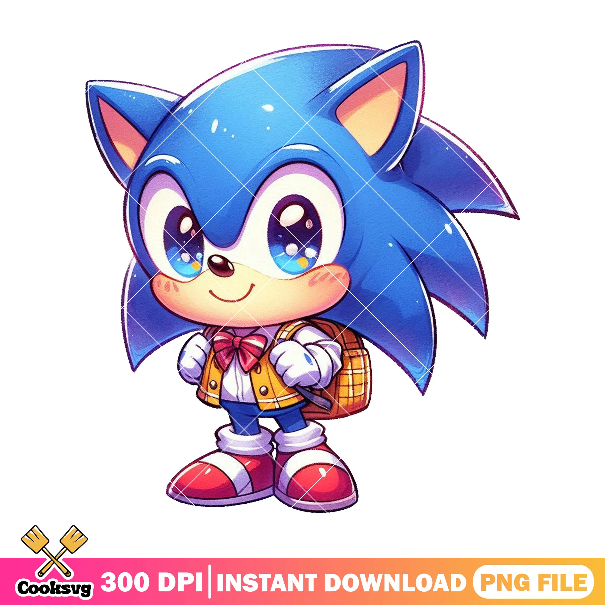 Sonic chibi design png, welcome back to school png, sonic blue png