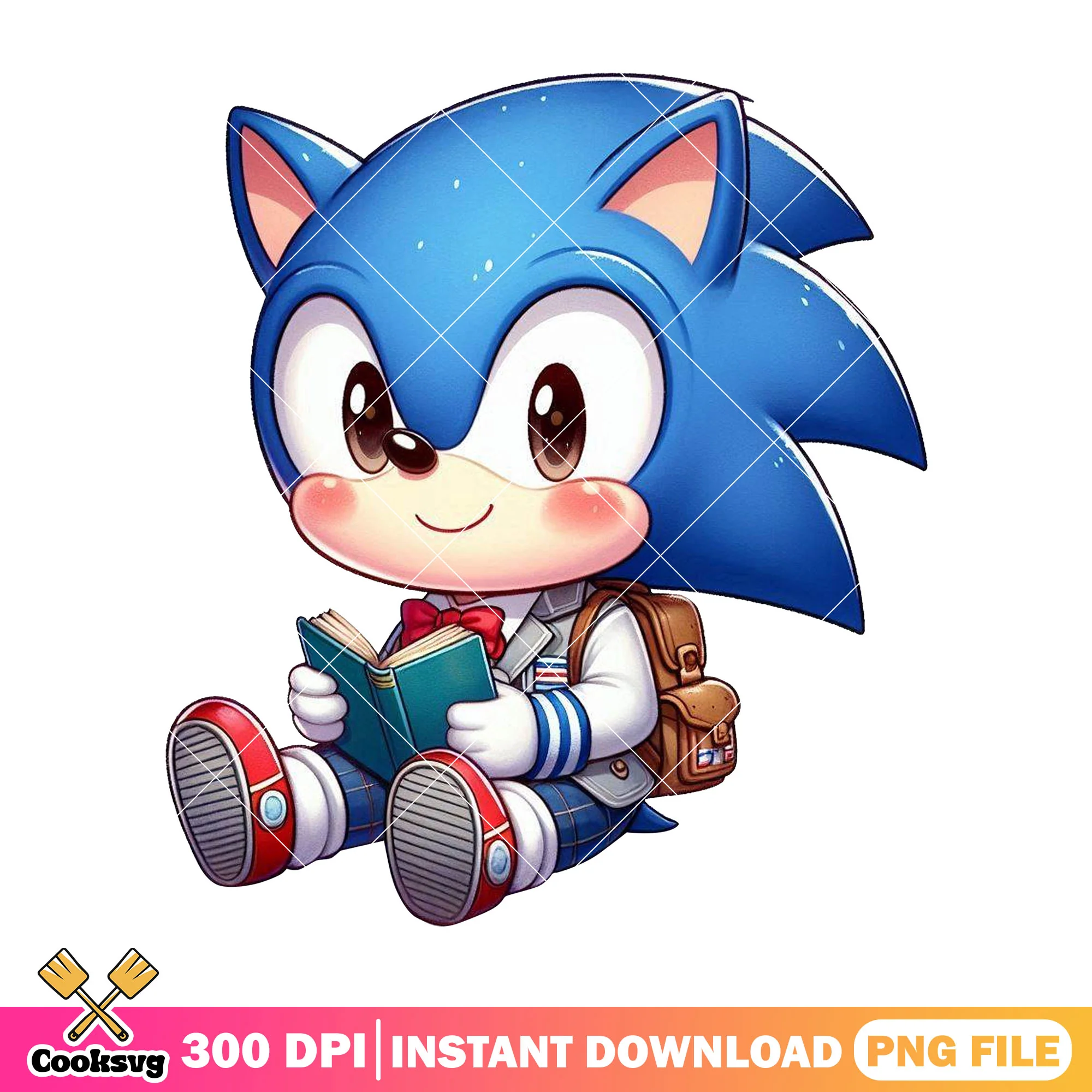Sonic chibi reading book png, go back to school png, happy sonic png