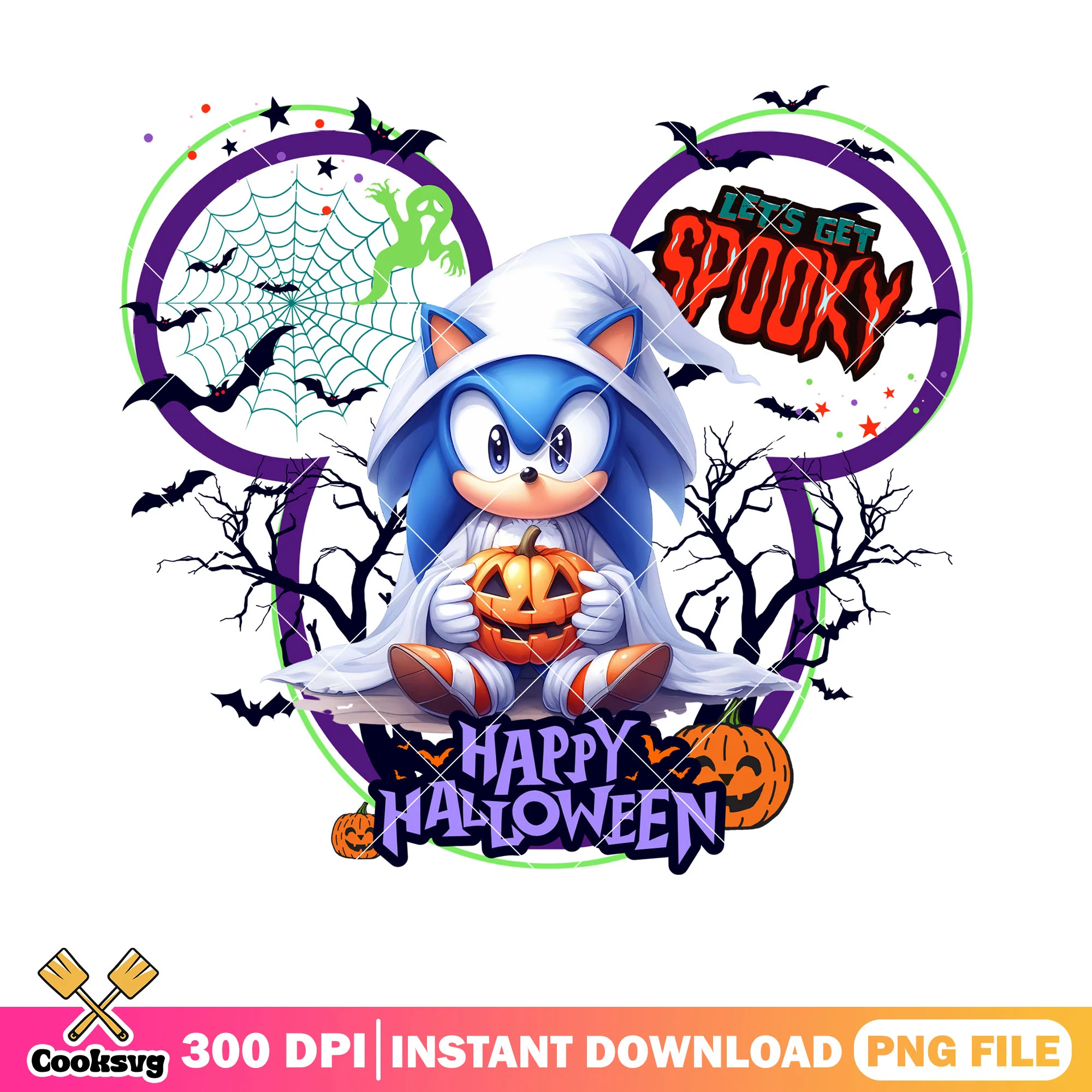 Sonic the ghost png, sega halloween png, jack o lantern png