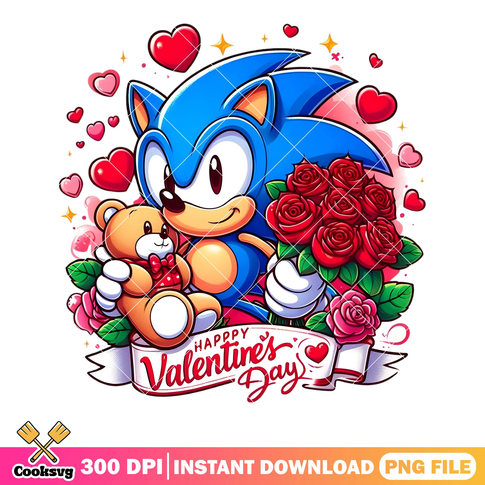 Sonic valentine gifts png, valentine day png, sega game png