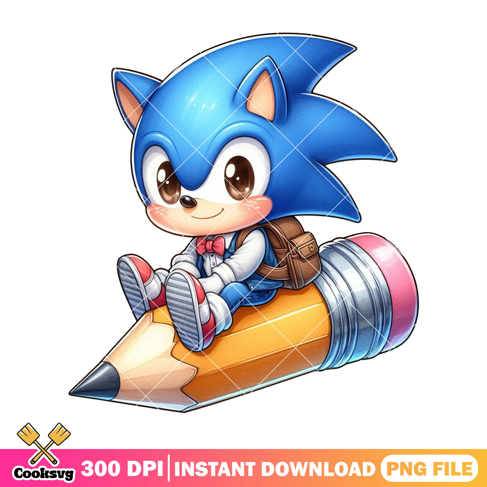 Sonic yellow pencil png, going back to school png, sonic cute png