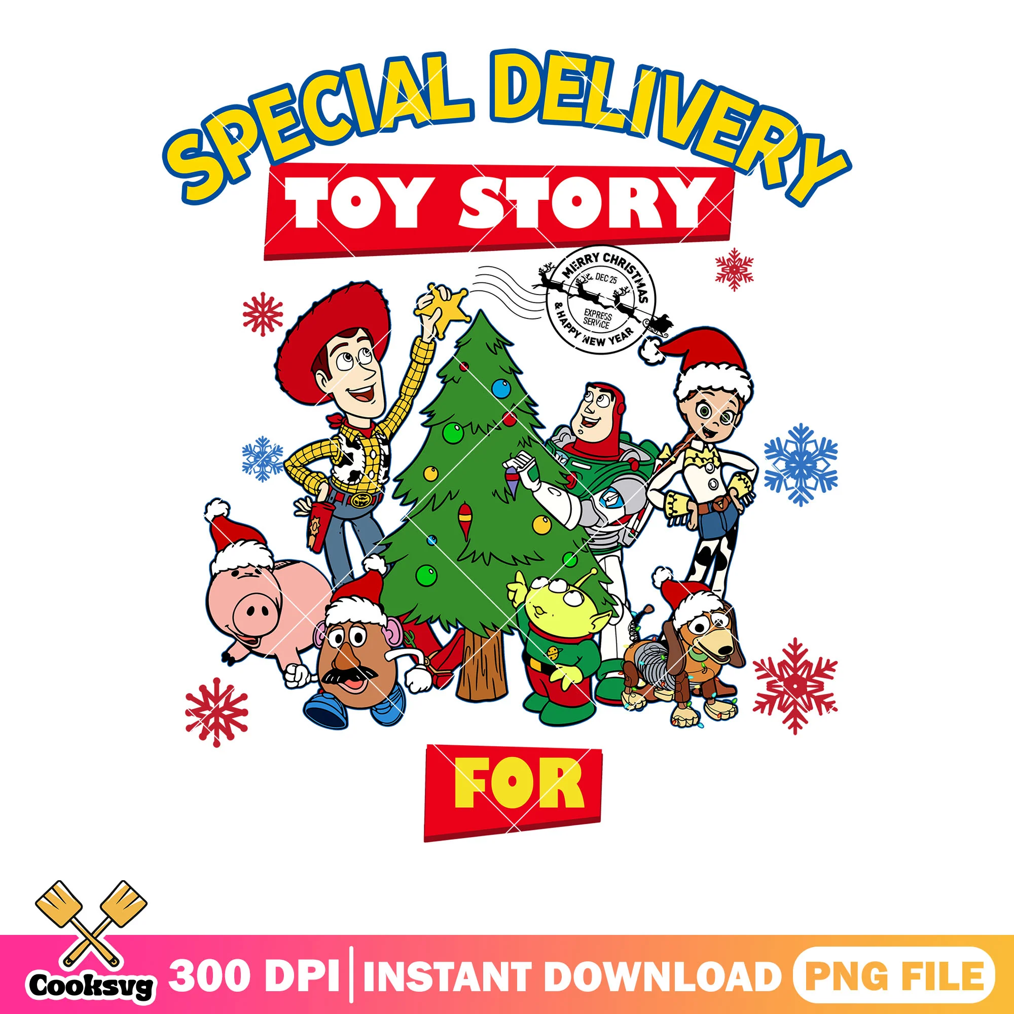 Special delivery toy story png, christmas vibes png, toy story png