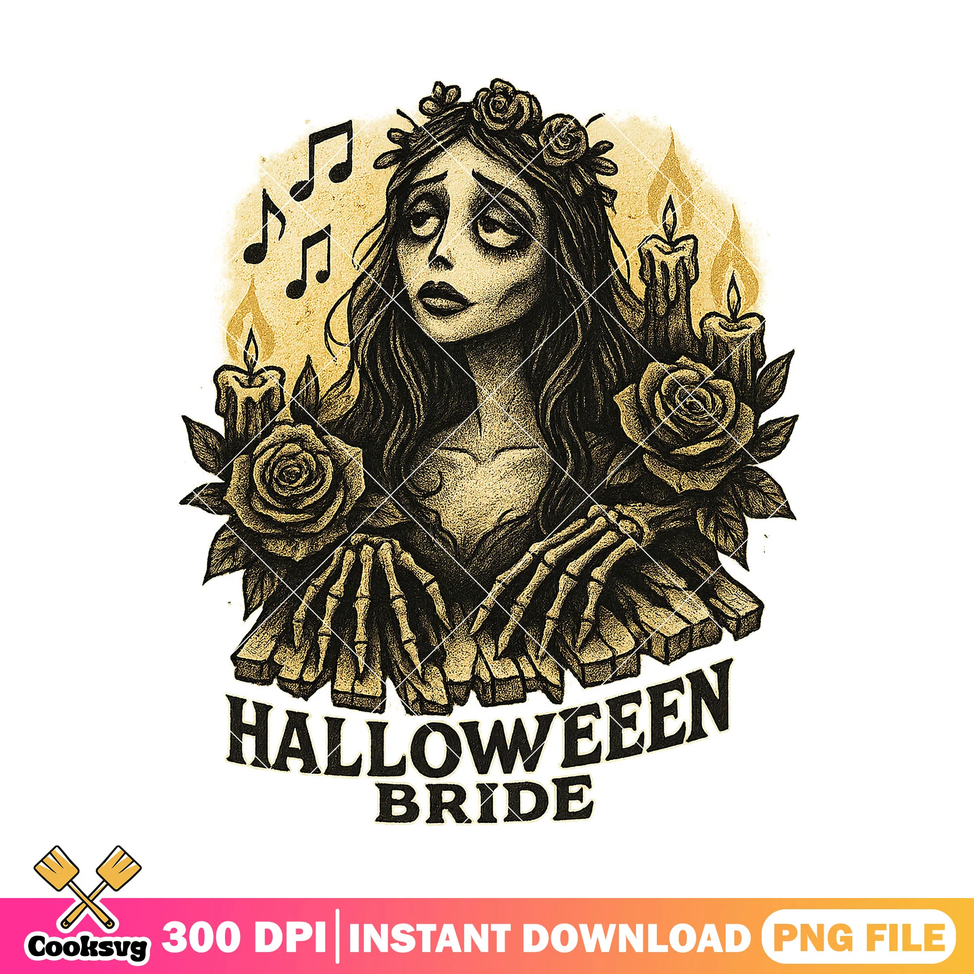 Specter bride artwork png, bride cartoon png, halloween art png