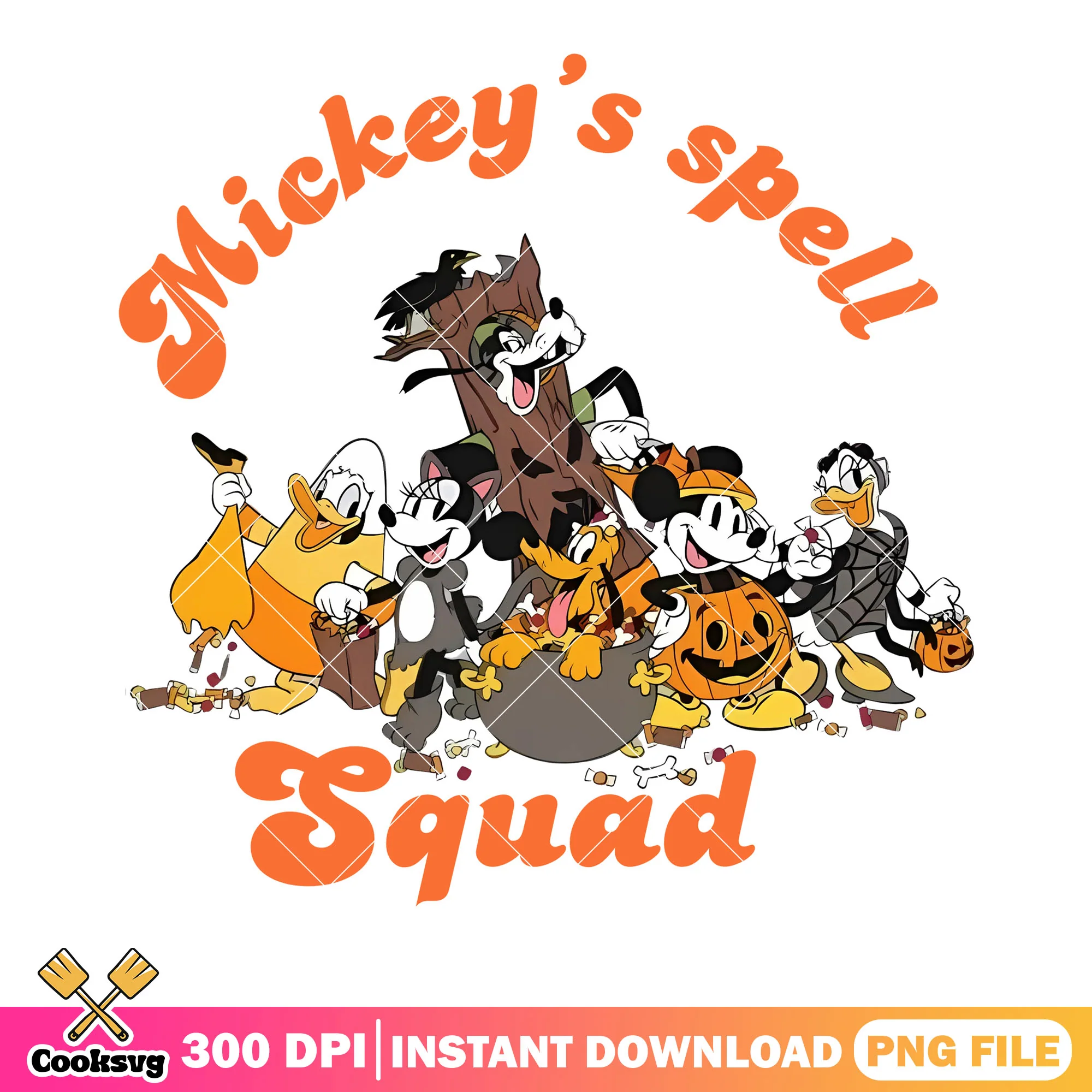 Spell squad mickey png, jack o lantern png, spooky tree costume png