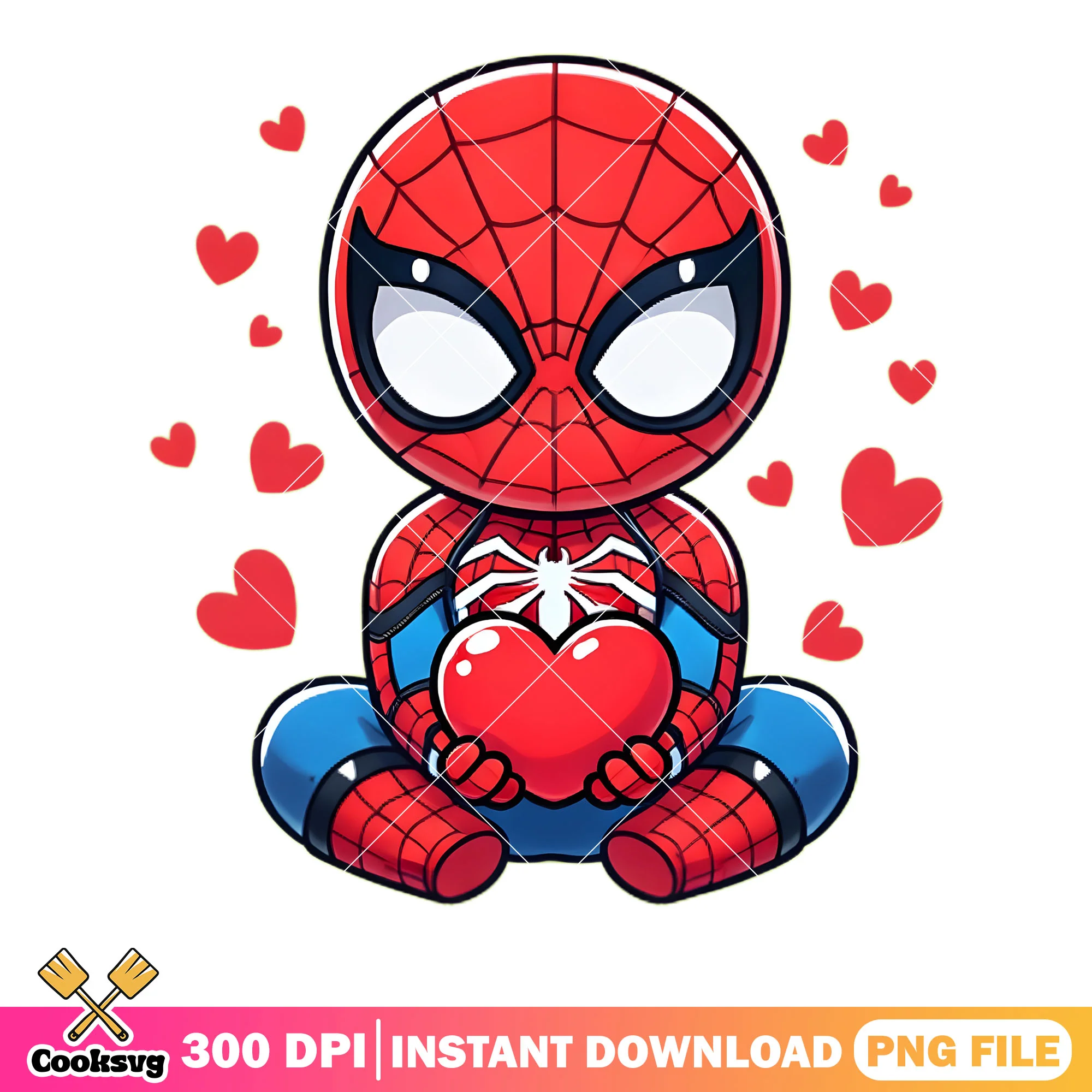 Spider chibi valentine png, valentine vibes png, marvel valentines png