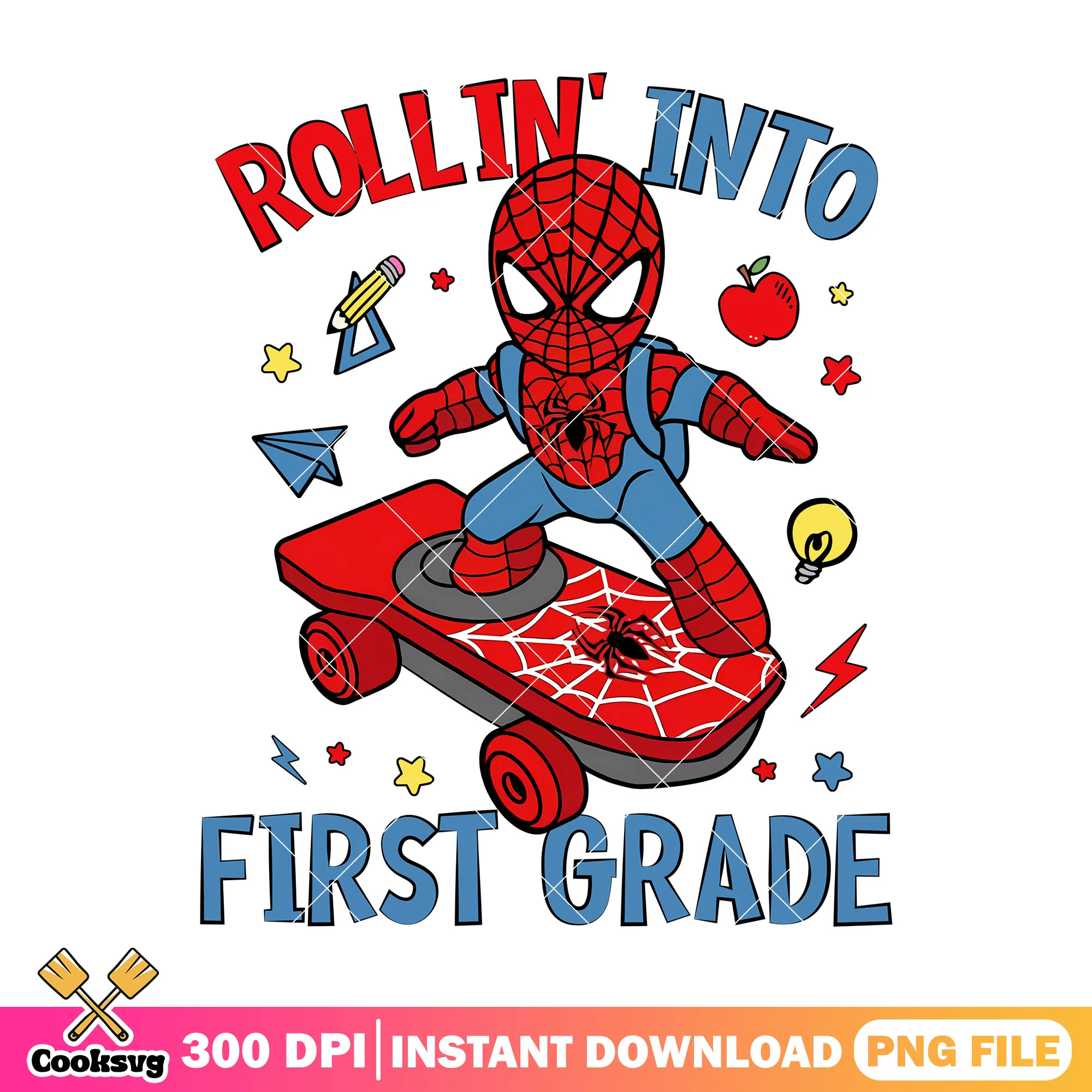 Spiderman going skateboard png, back to school art png, hero outfit png