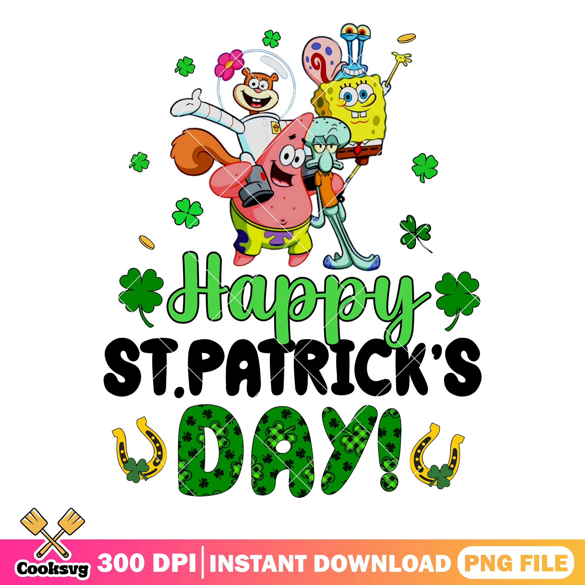 Spongebob friends st patrick day png, spongebob st patricks day png