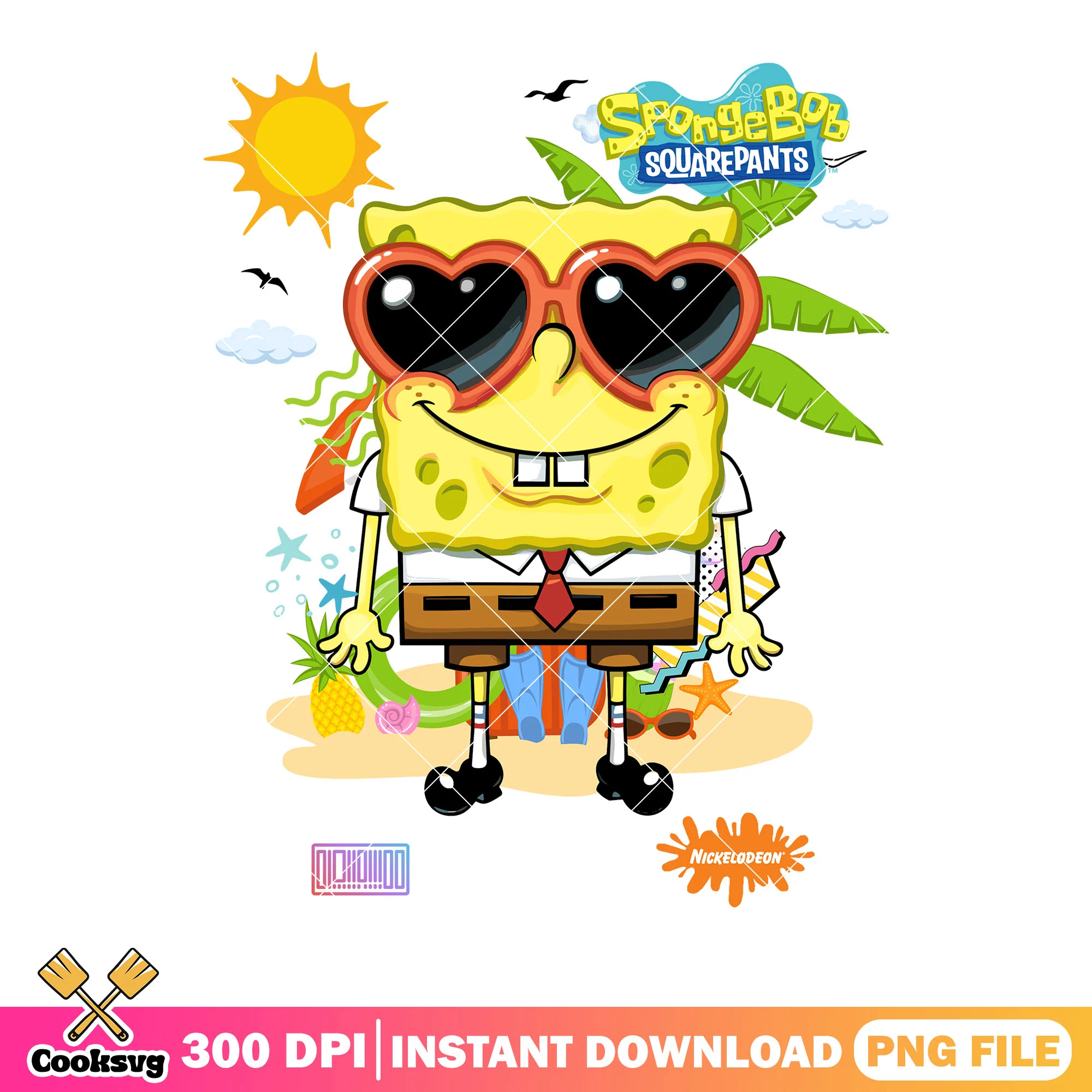 SpongeBob squarepants png, beach vibe png, classic cartoon png