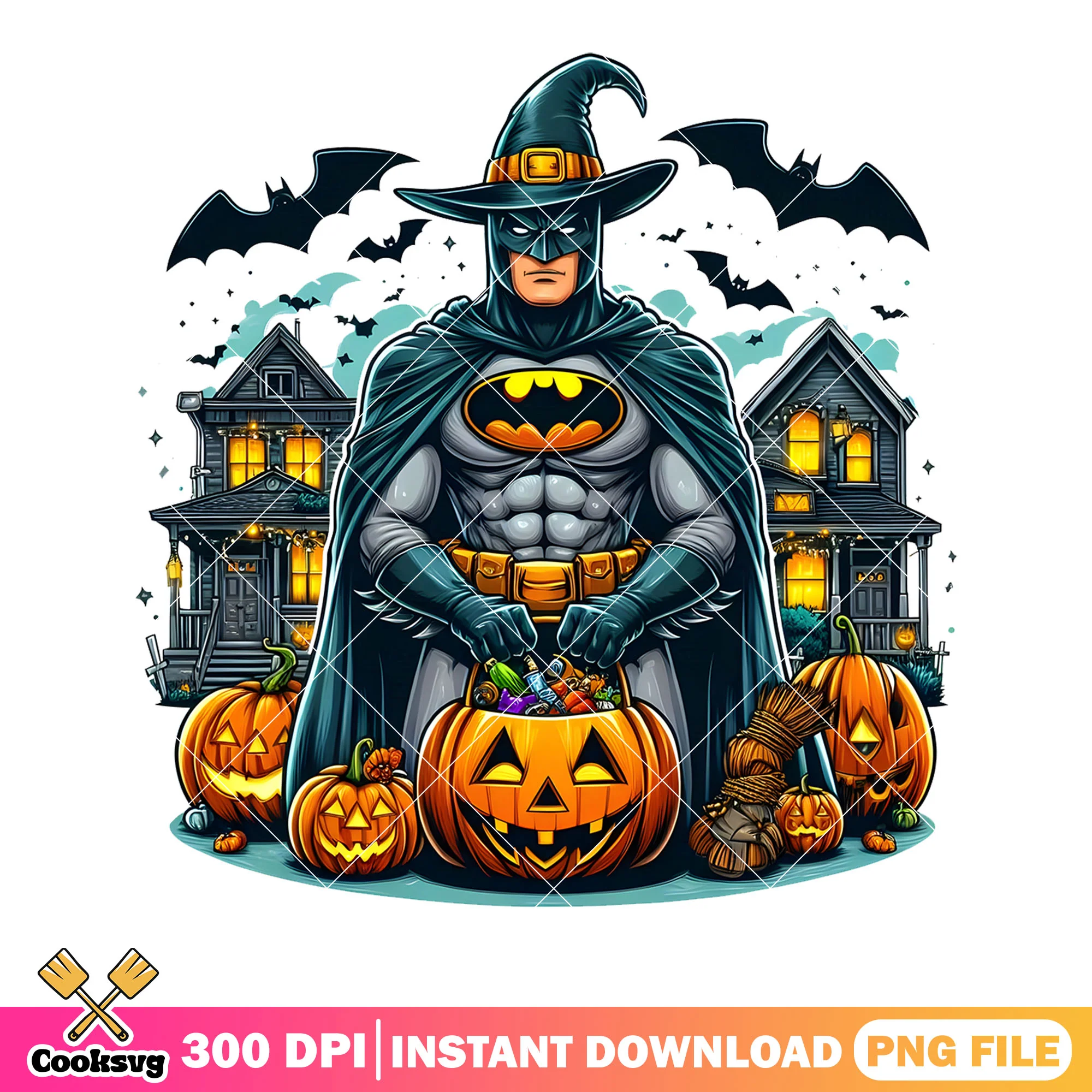 Spooky Batman png, halloween dc comics png, spooky town png